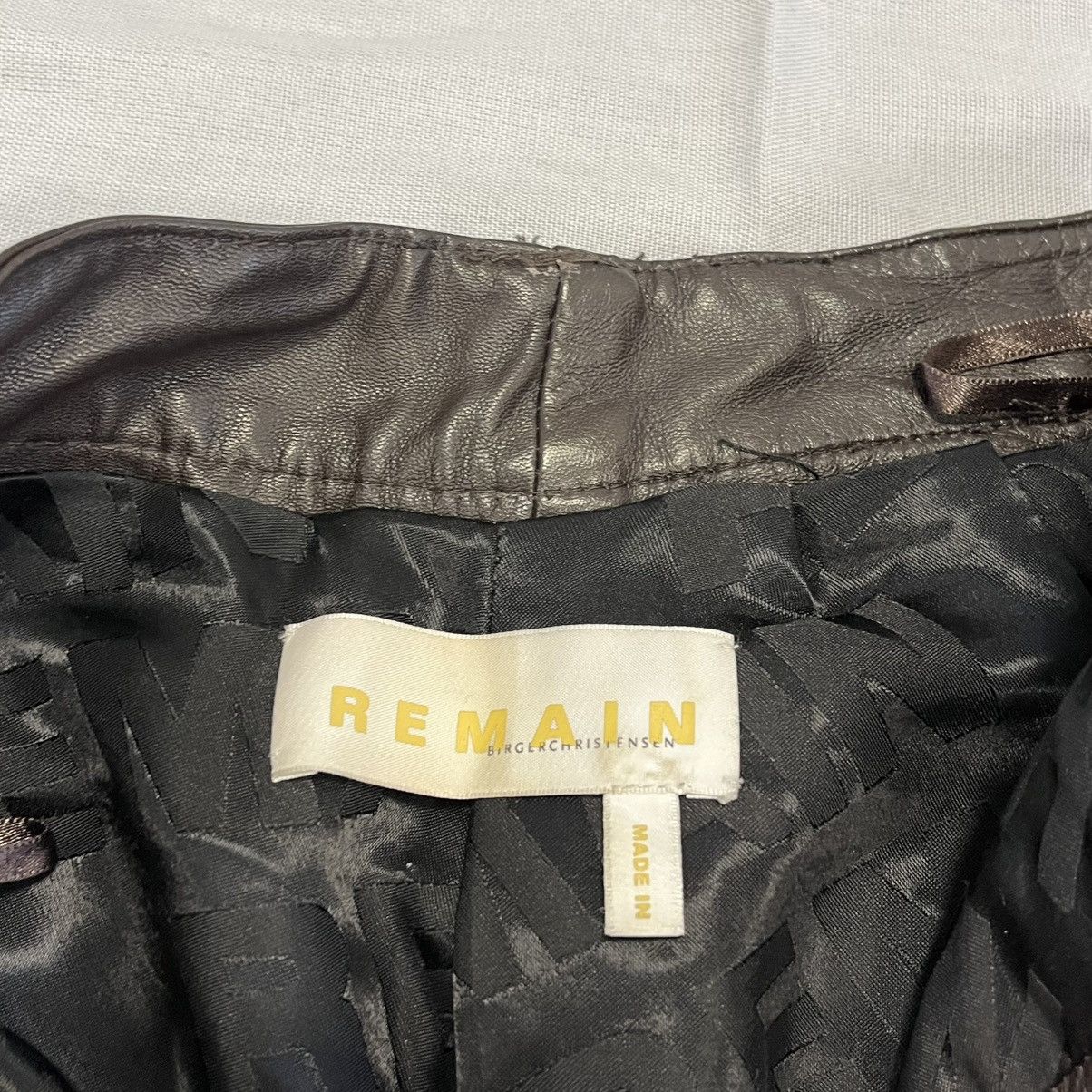 REMAIN Birger Christensen Remain brown leather straight leg pants trousers Size 27" / US 4 / IT 40 - 5 Thumbnail