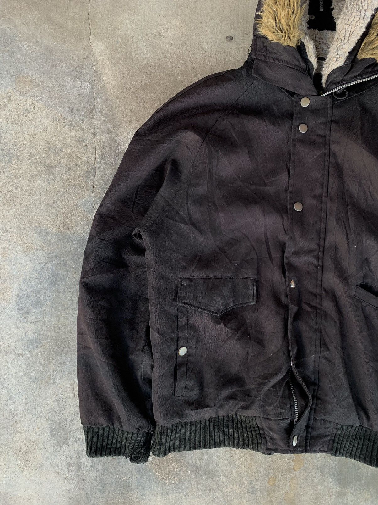 If Six Was Nine Vintage Distressed Wool Rich Fur Hoodie Jacket Size US L / EU 52-54 / 3 - 13 Thumbnail