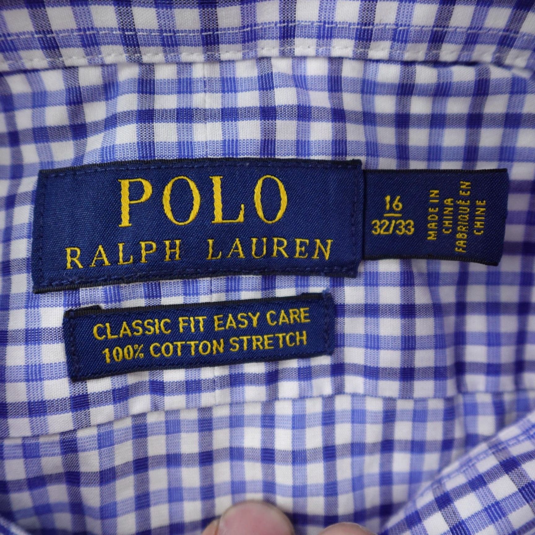 Polo Ralph Lauren Polo Ralph Lauren Shirt Mens Large Blue White Gingham Check Easy Care Stretch Size US L / EU 52-54 / 3 - 7 Thumbnail