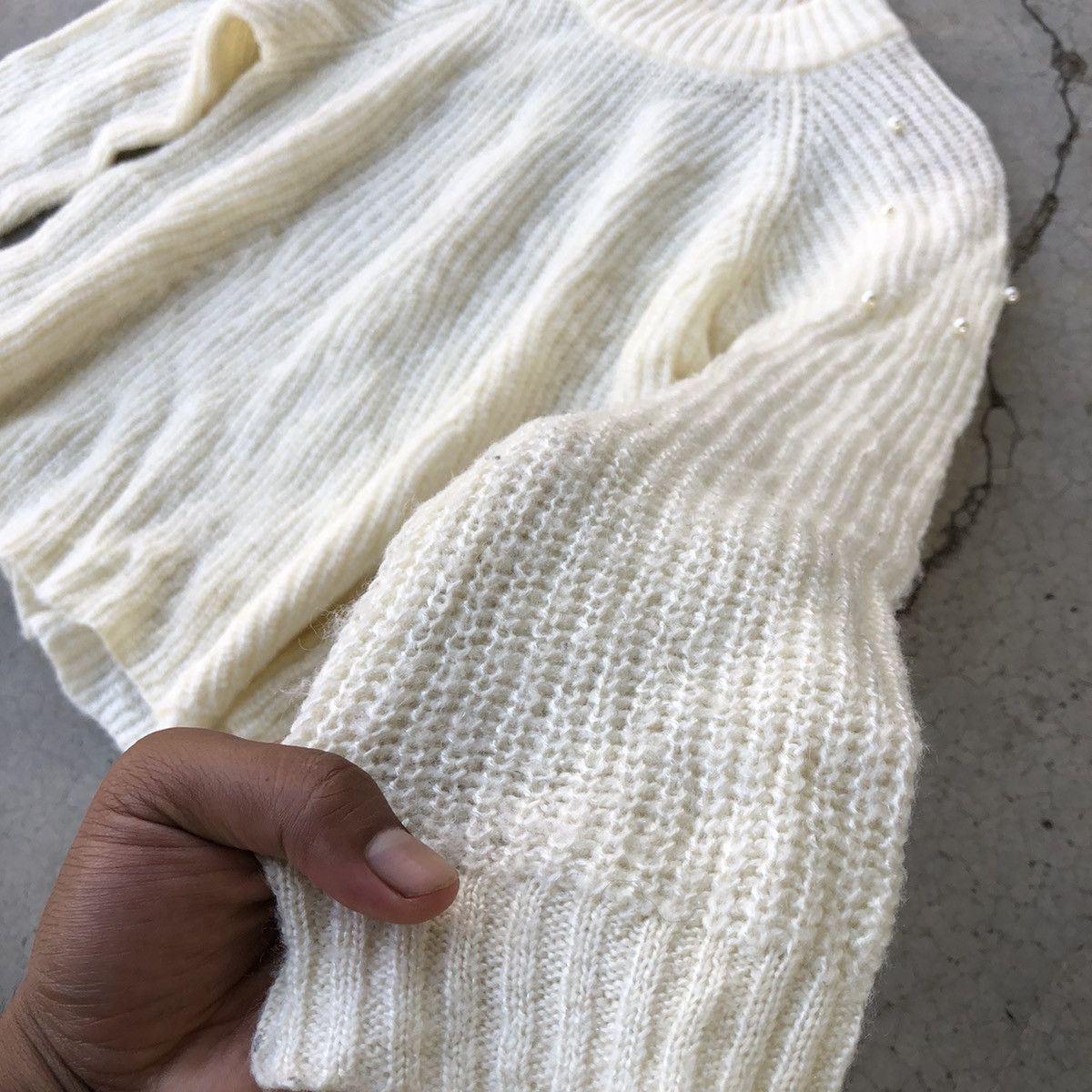 Japanese Brand 🔴 Pureknit Jumper/Memeri Knitting Pattern Like Crop Top Size US S / EU 44-46 / 1 - 4 Thumbnail