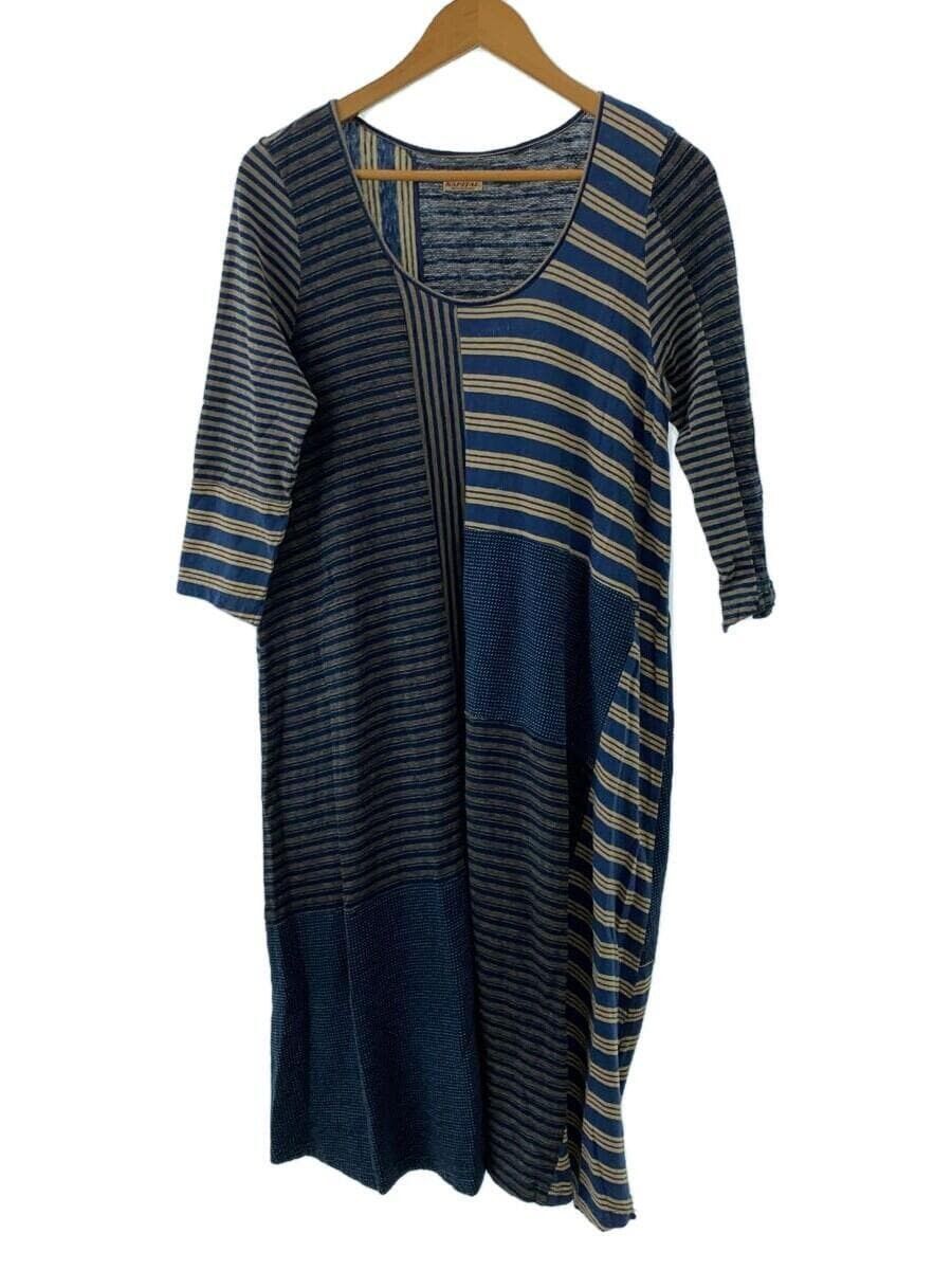 image of Kapital Patchwork Longsleeve Dress in Blue, Women's (Size XS)