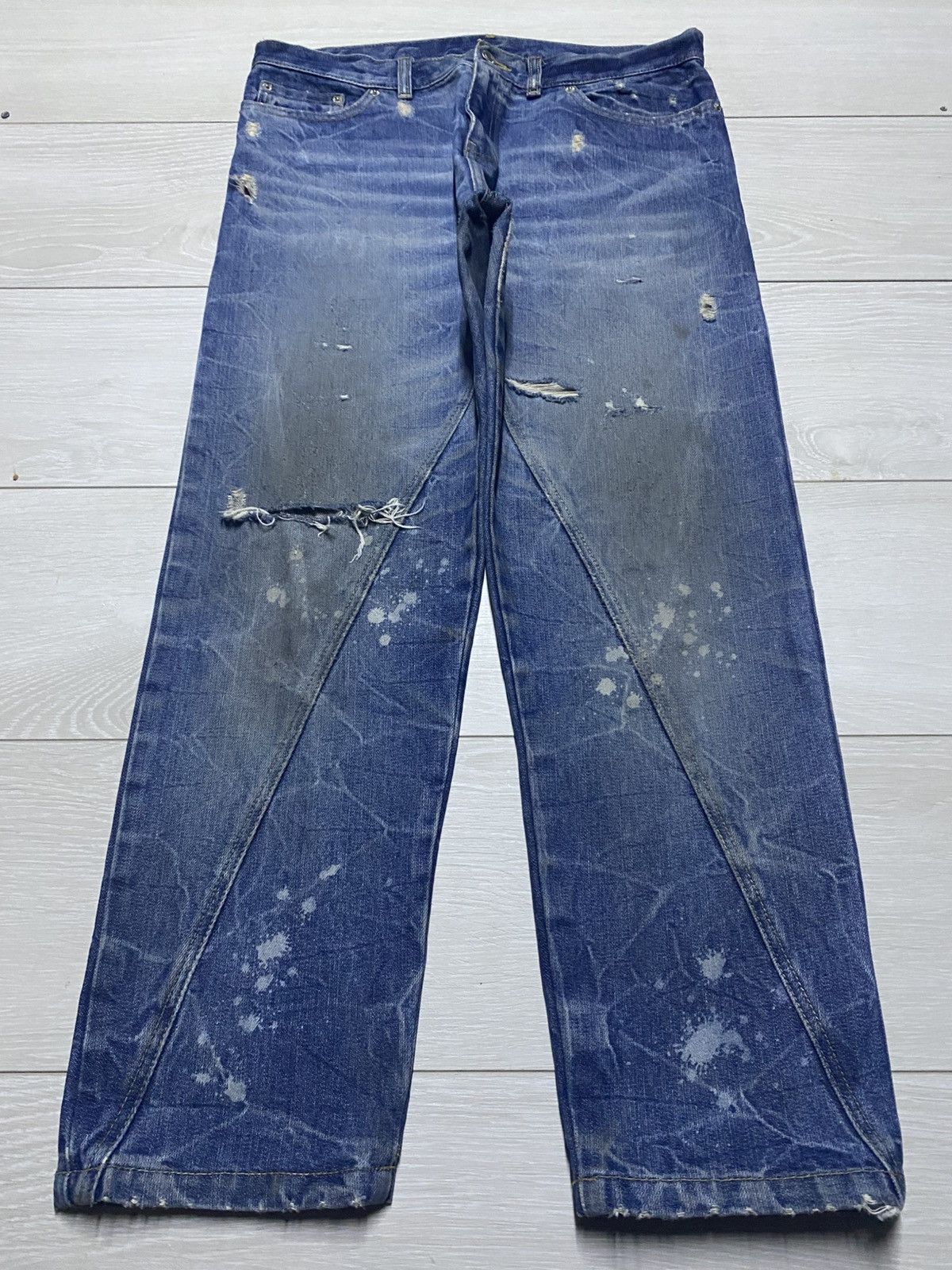 Japanese Brand Vintage Japanese Brand Acid Wash Thunder Distressed Style Size US 33 - 1 Thumbnail