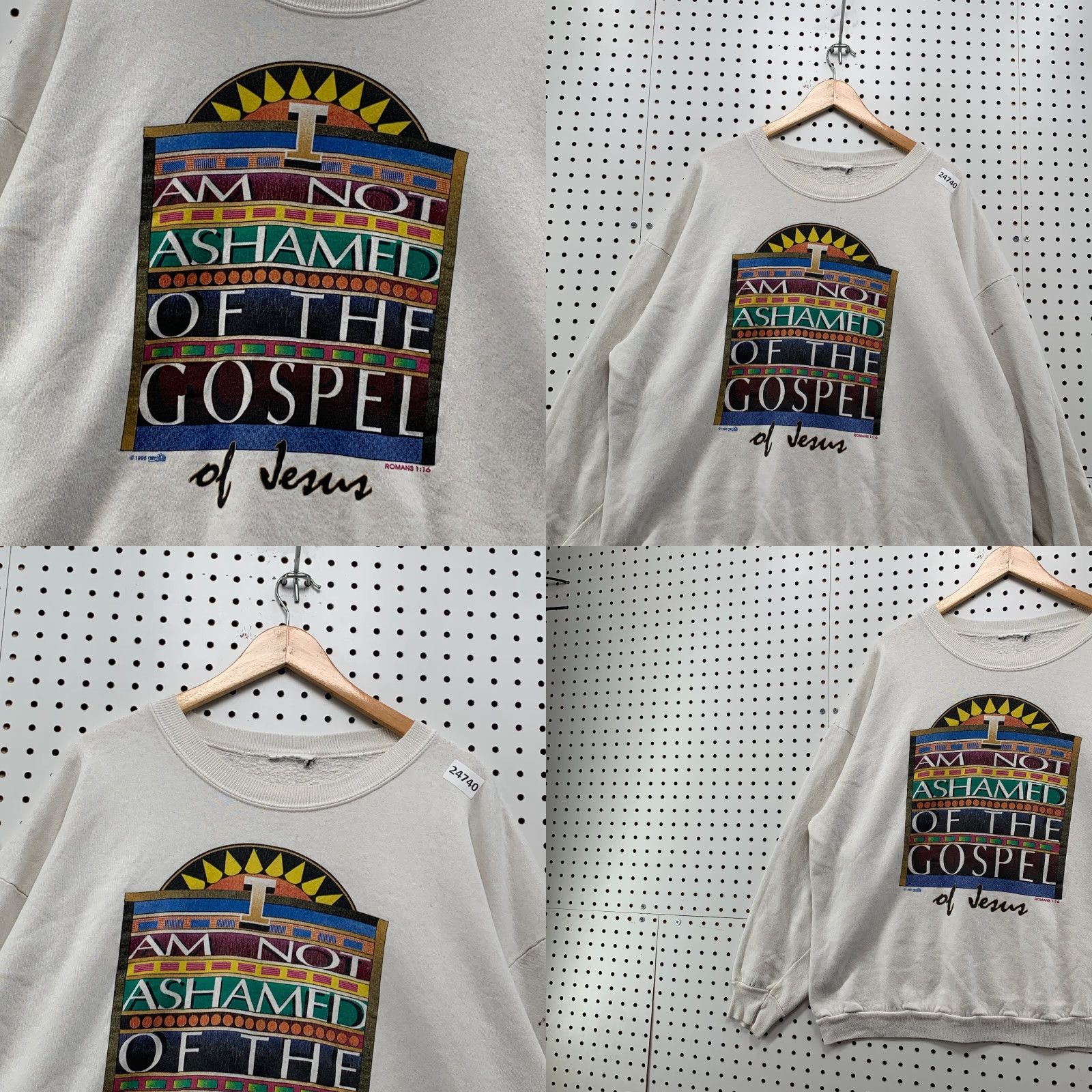 Fruit Of The Loom VINTAGE Fruit of the Loom Crewneck Sweatshirt Men 2XL White Gospel 90s Faith Religious Fleece Size US XXL / EU 58 / 5 - 8 Thumbnail