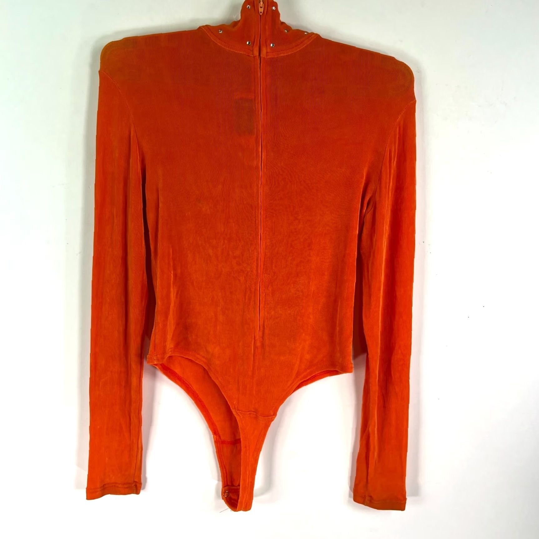 Vintage Isabel Bodysuit Orange Studded Mock Neck Women's M Blouse/Top (Regular) Size M / US 6-8 / IT 42-44 - 5 Thumbnail