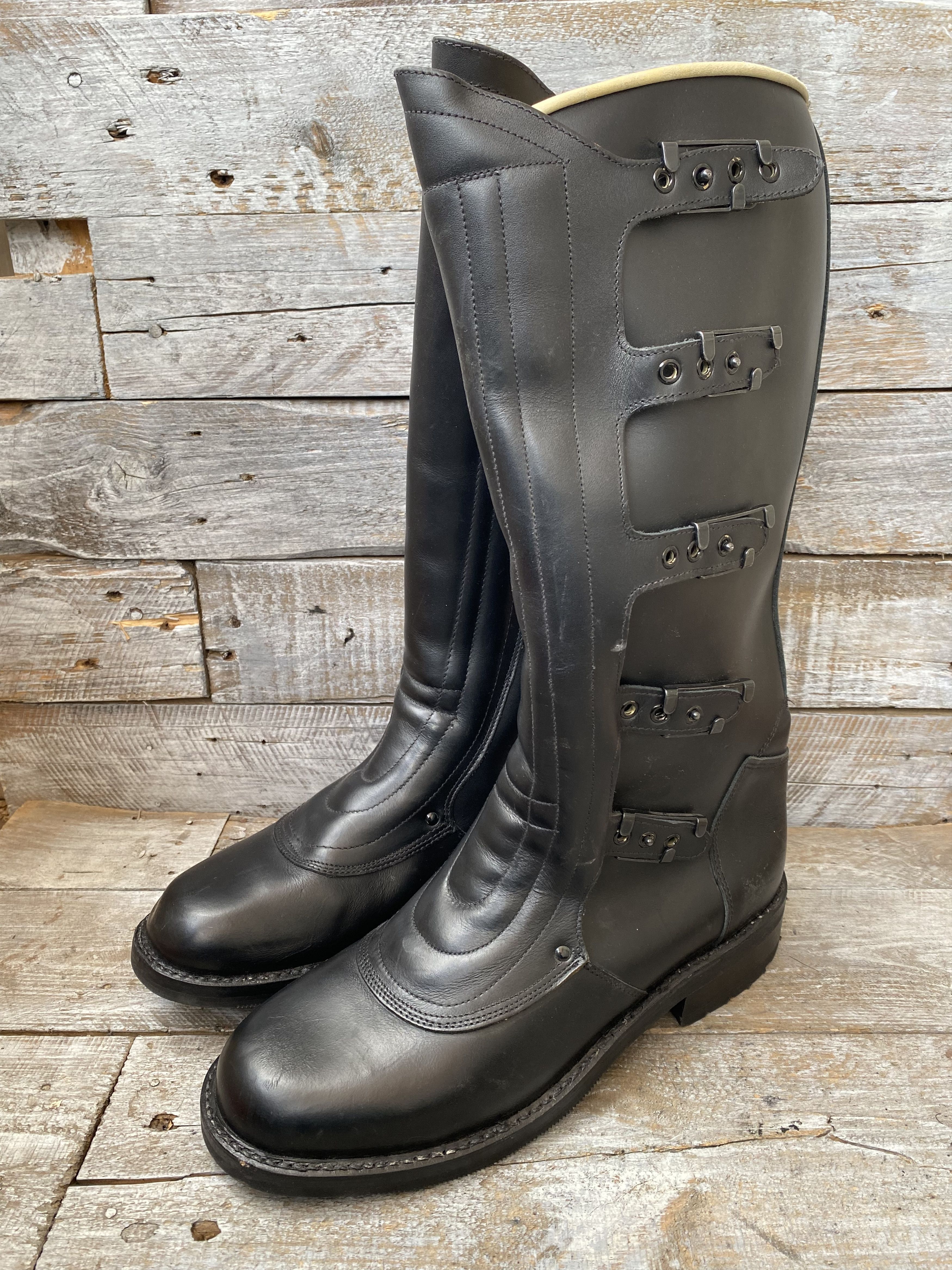 Vintage Vintage military buckle black leather motorcycle boots sz44 Size US 11 / EU 44 - 1 Thumbnail