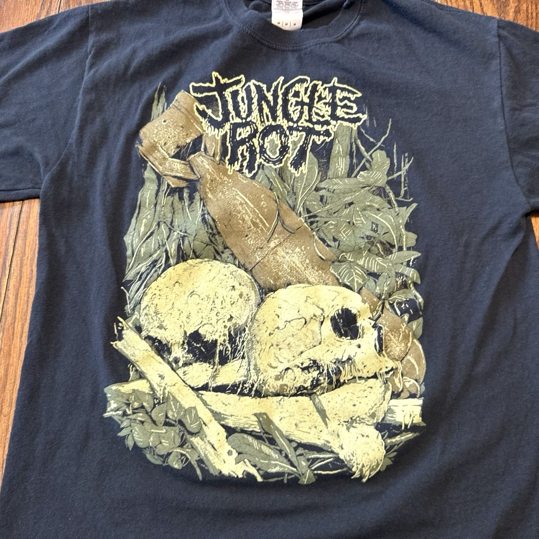 Gildan Jungle Rot T Shirt 2015 Tour Double Sided Black Unisex Adults M Short Sleeve Round Neck Graphic Print Gildan Cotton Knit T-Shirt Music Vintage No Size US M / EU 48-50 / 2 - 2 Thumbnail