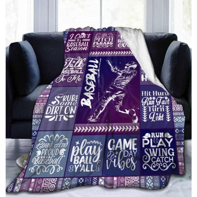 The Unbranded Brand Baseball Themed Design Printed Throw Blanket 40"x 50" Size ONE SIZE - 3 Thumbnail