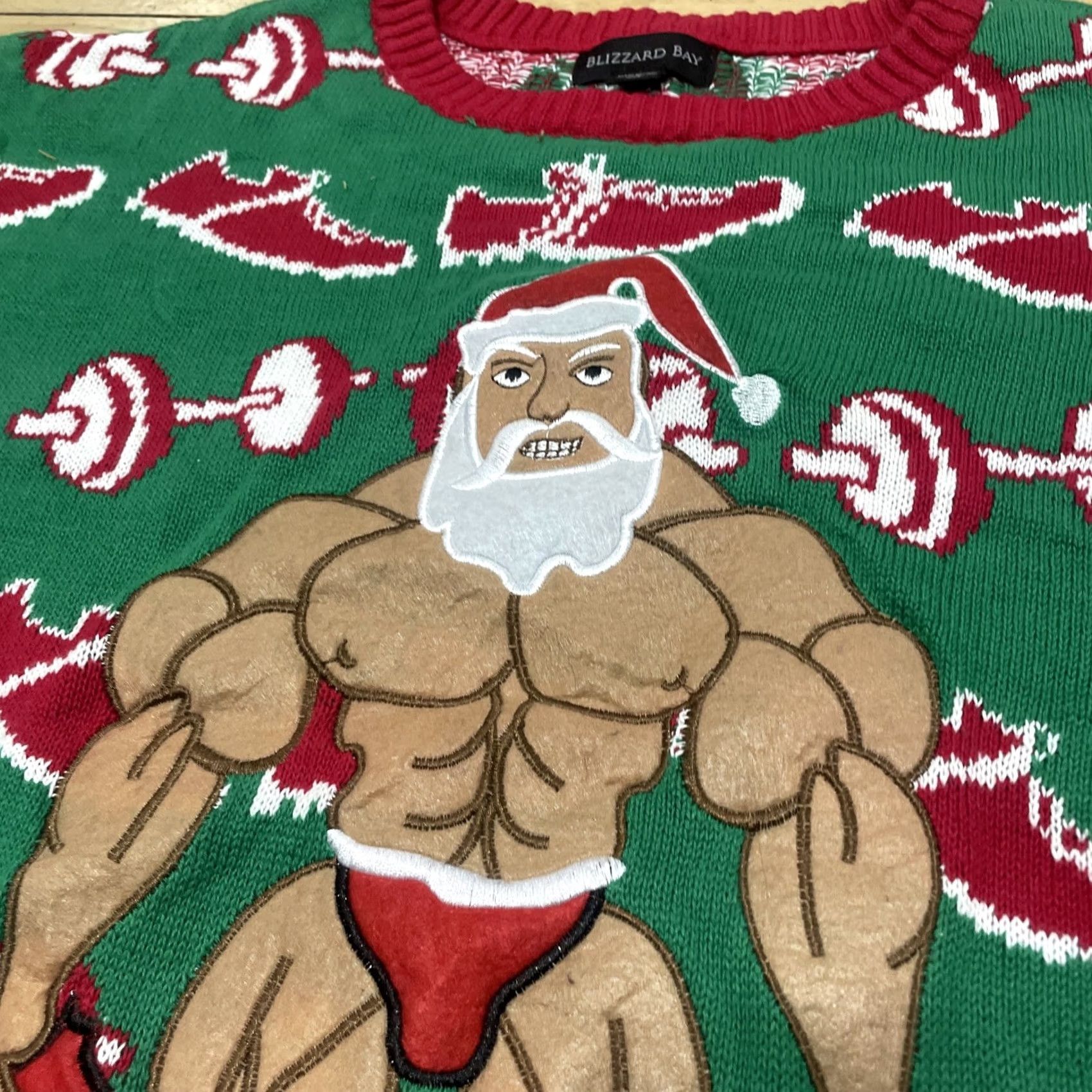 Vintage VINTAGE Blizzard Bay Ugly Christmas Sweater Men 2XL Graphic Print Santa Green Red Christmas Holiday Size US XXL / EU 58 / 5 - 6 Thumbnail