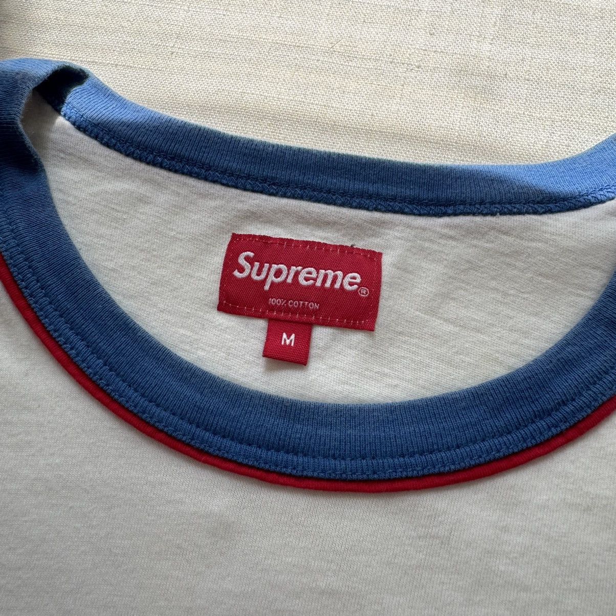Supreme Supreme SS18 Piping Ringer Tee White Logo Tee Large Size US L / EU 52-54 / 3 - 4 Thumbnail