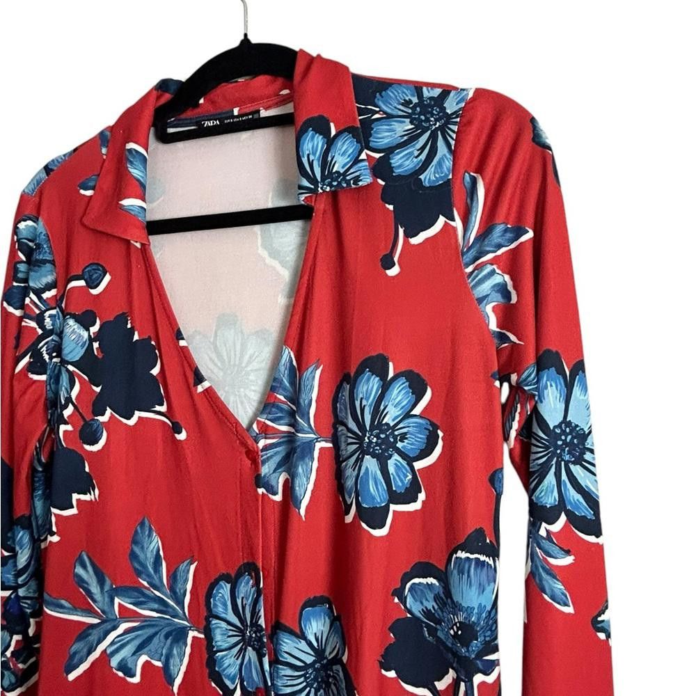 Zara Zara l Floral Print Button Down Long Sleeve Midi Dress Small Size S / US 4 / IT 40 - 3 Thumbnail