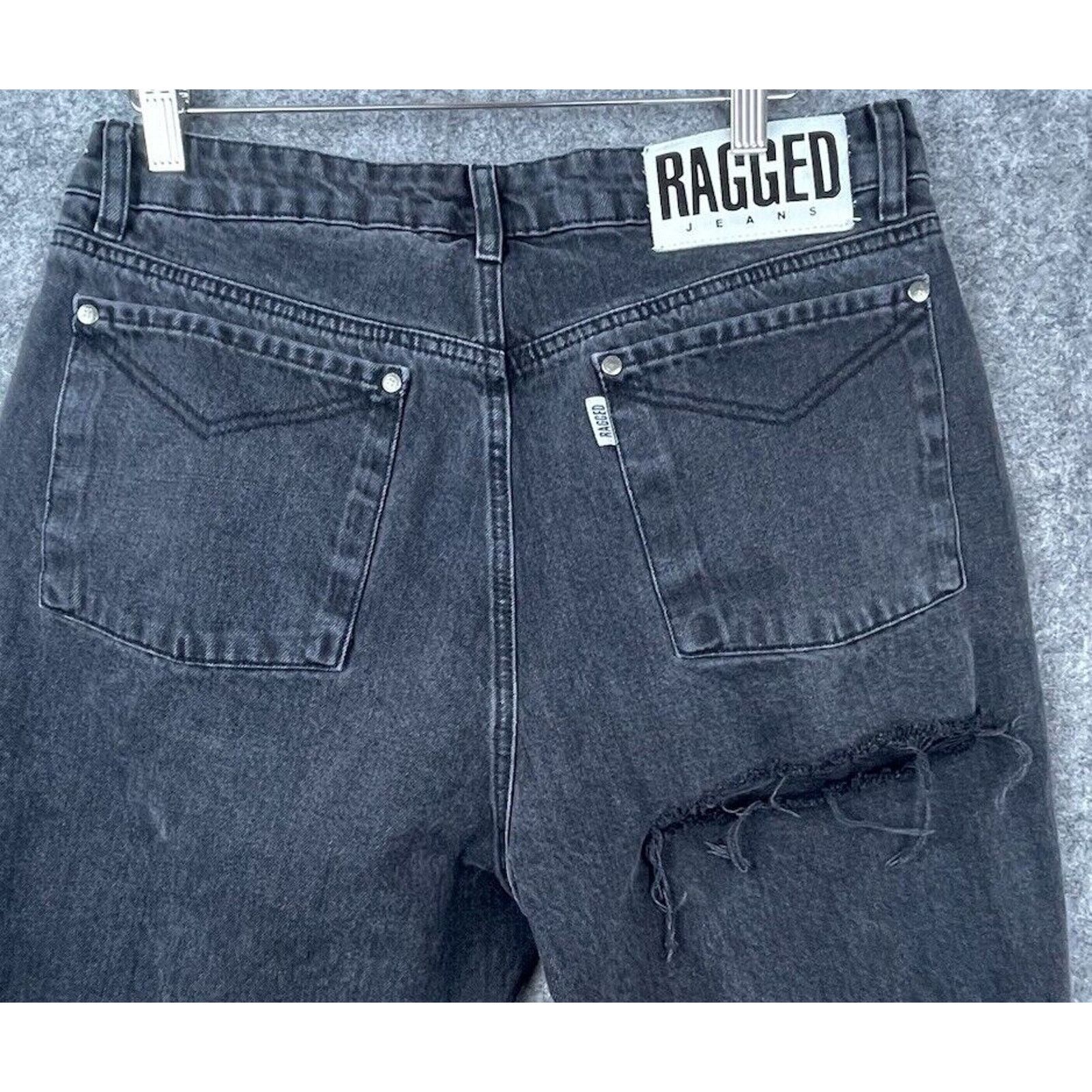 The Ragged Priest Ragged Priest Jeans Womens 32 Black Straight Raw Hem Ripped Size 32" / US 10 / IT 46 - 3 Thumbnail