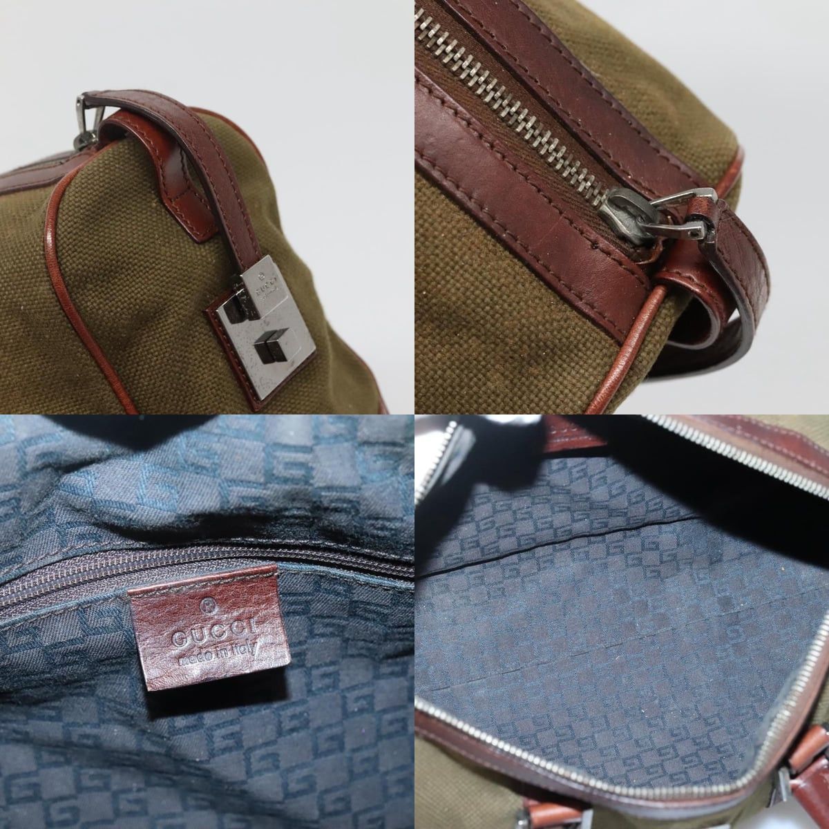 Gucci GUCCI Hand Bag Canvas Leather Khaki Brown Size ONE SIZE - 11 Thumbnail