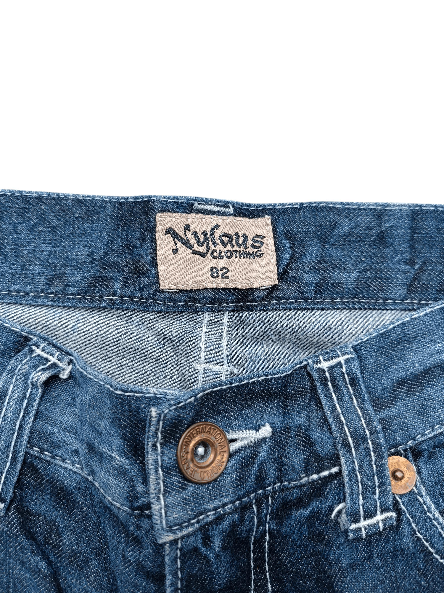 Japanese Brand × Le Grande Bleu (L.G.B.) × Tornado Mart RARE Flared Nylaus Whiskers Distressed Jeans Size US 31 - 19 Thumbnail