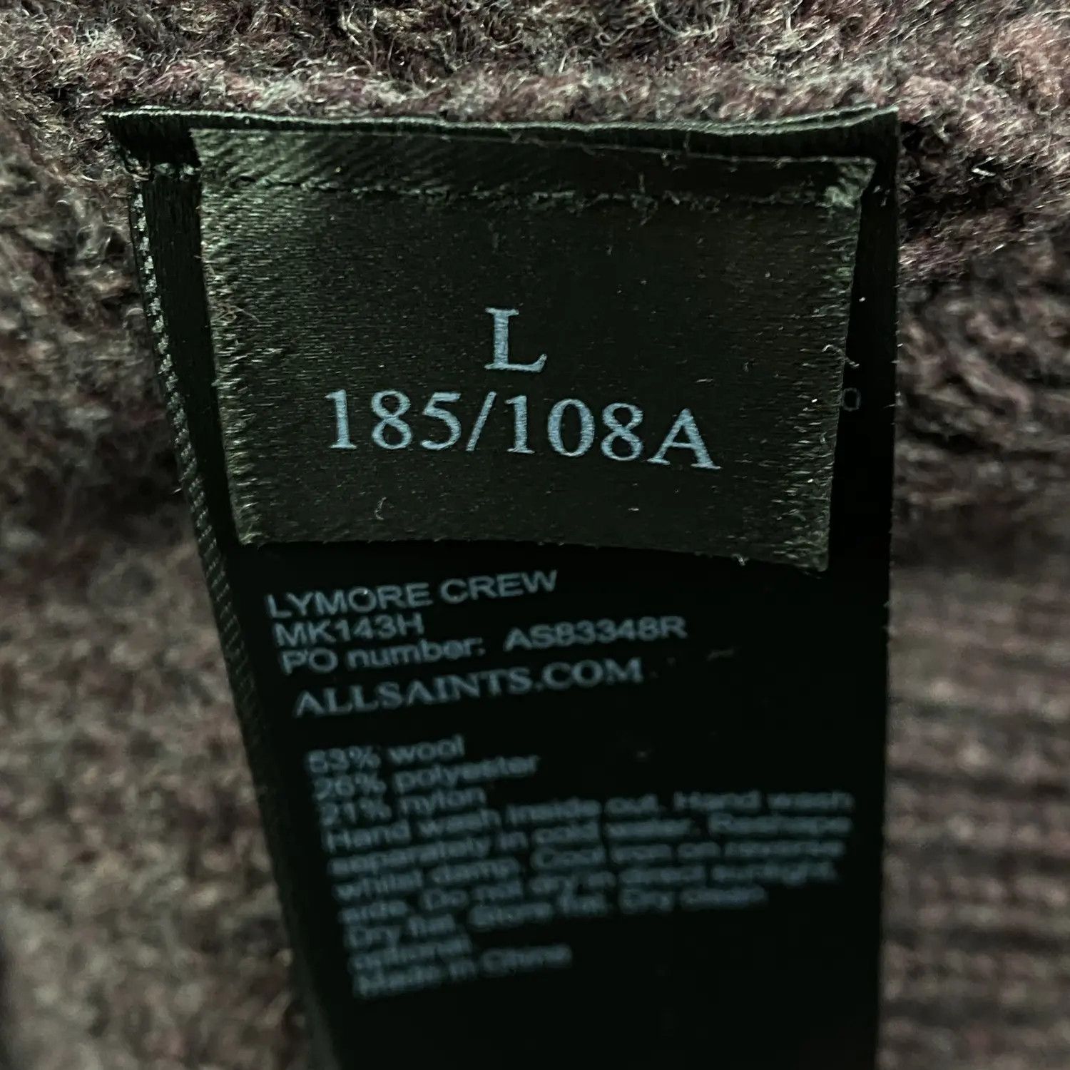 Allsaints Mens Wool Sweater Allsaints Lymore Crew Size L Size US L / EU 52-54 / 3 - 6 Thumbnail