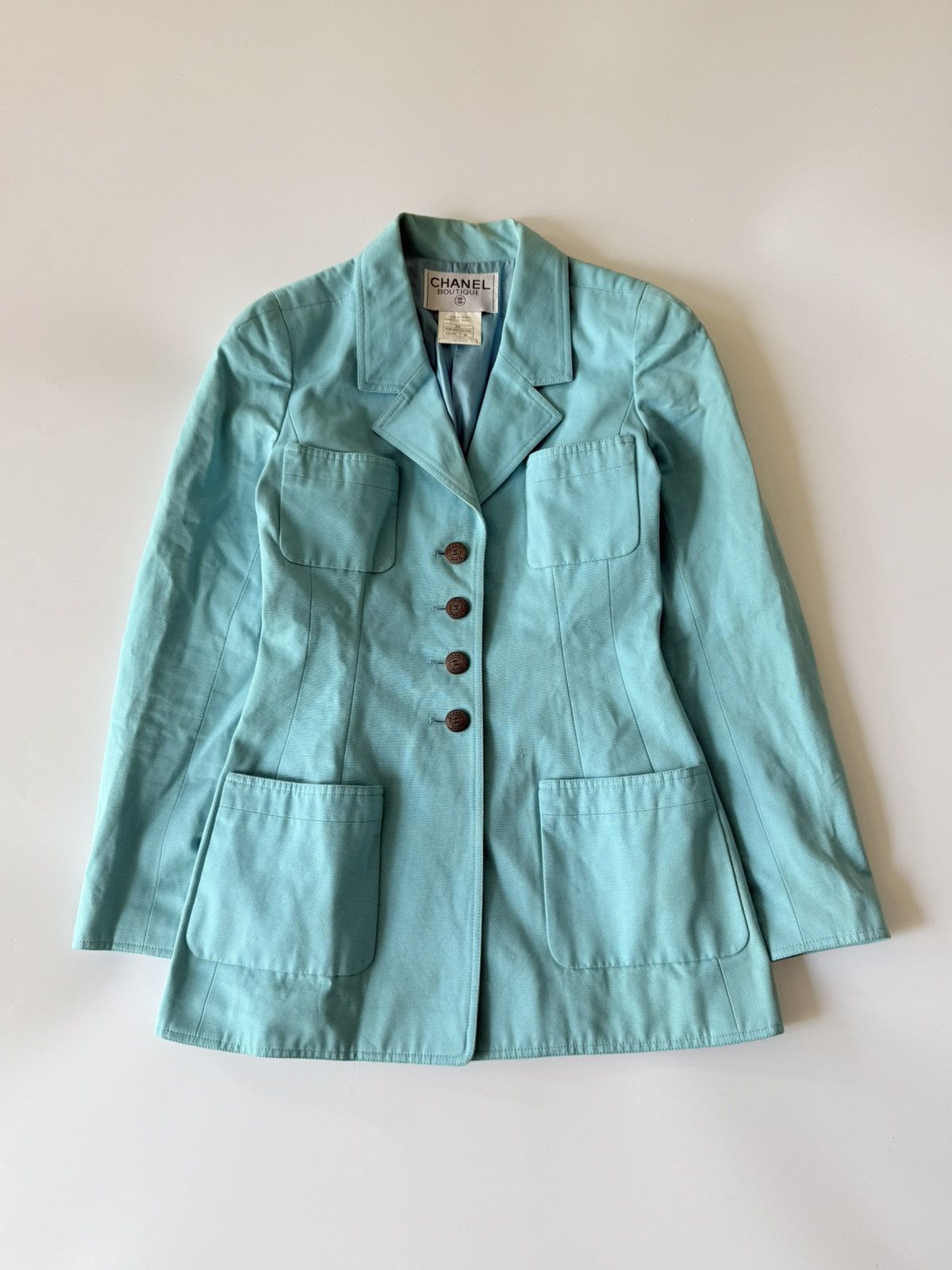 Chanel Chanel Boutique Vintage Tirquoise Cotton Blazer Size XS / US 0-2 / IT 36-38 - 1 Thumbnail