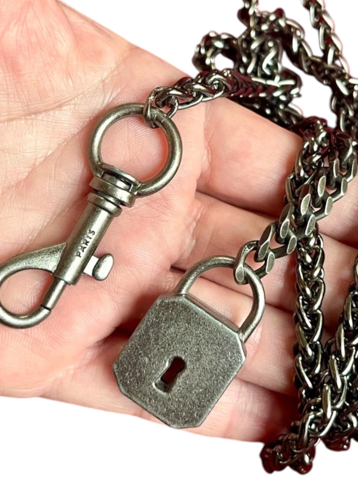 Saint Laurent Paris Saint Laurent Triple Chain Lock Necklace, Hedi Slimane Era Size ONE SIZE - 4 Thumbnail