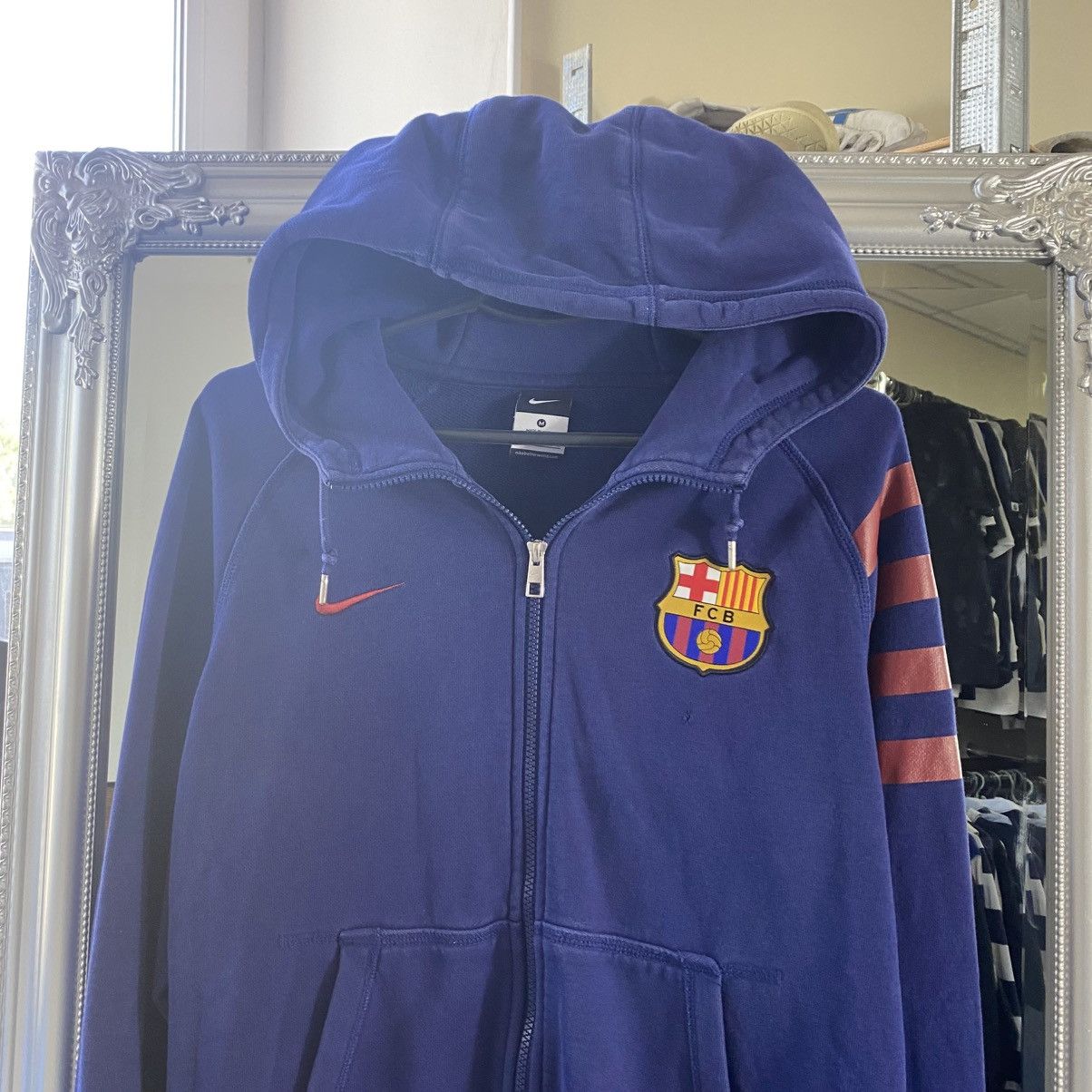 Nike Vintage Nike Barcelona zip hoodie navy soccer rare Size US M / EU 48-50 / 2 - 2 Thumbnail