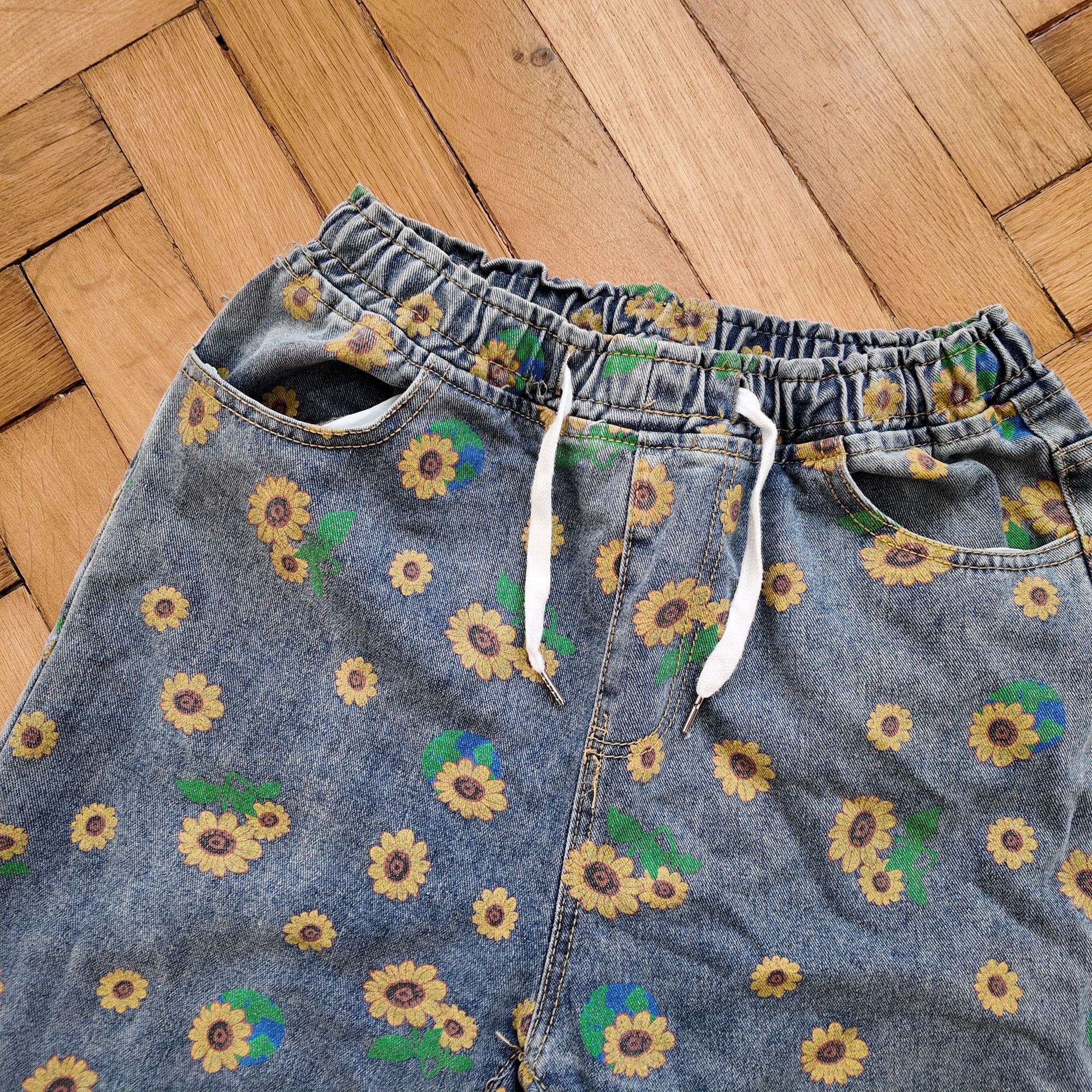 Other Sunflower Print Denim Pants Stretch Waist W30 Size US 30 / EU 46 - 1 Thumbnail
