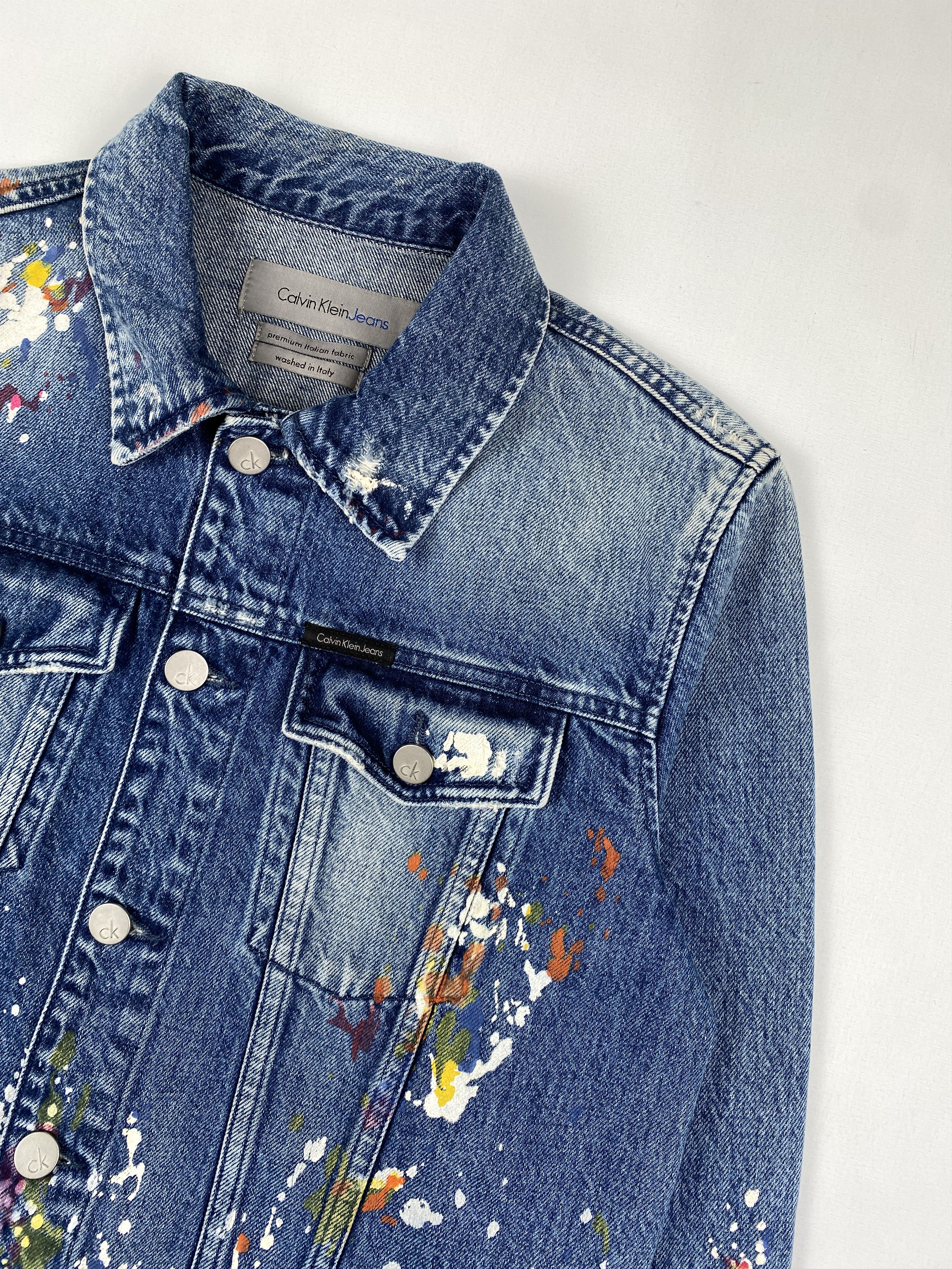 Calvin Klein Raf Simons 2014 Paint Splattered Denim Jacket Size US M / EU 48-50 / 2 - 4 Thumbnail