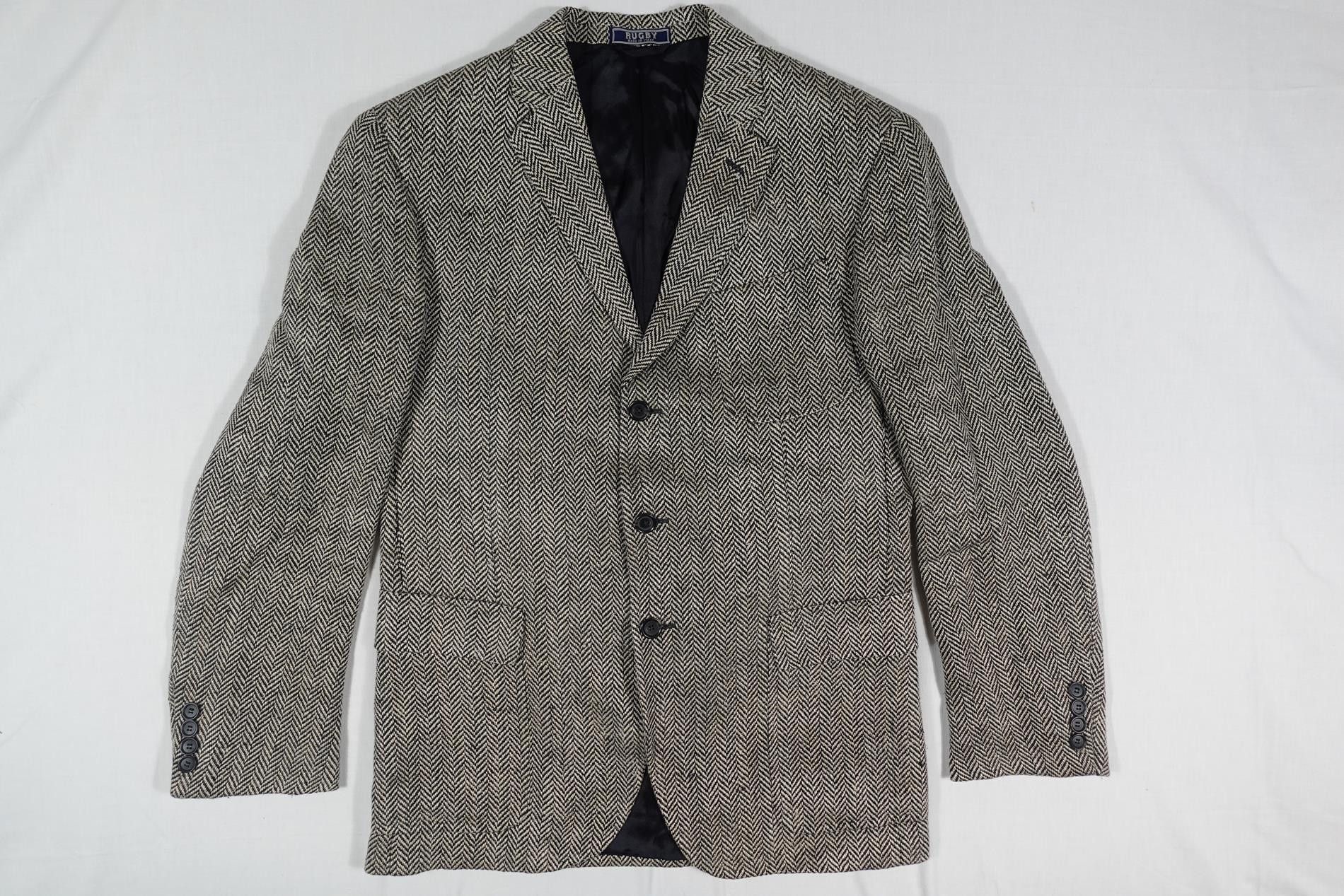 Ralph Lauren Rugby Blazer Jacket Herringbone Tweed Linen 40