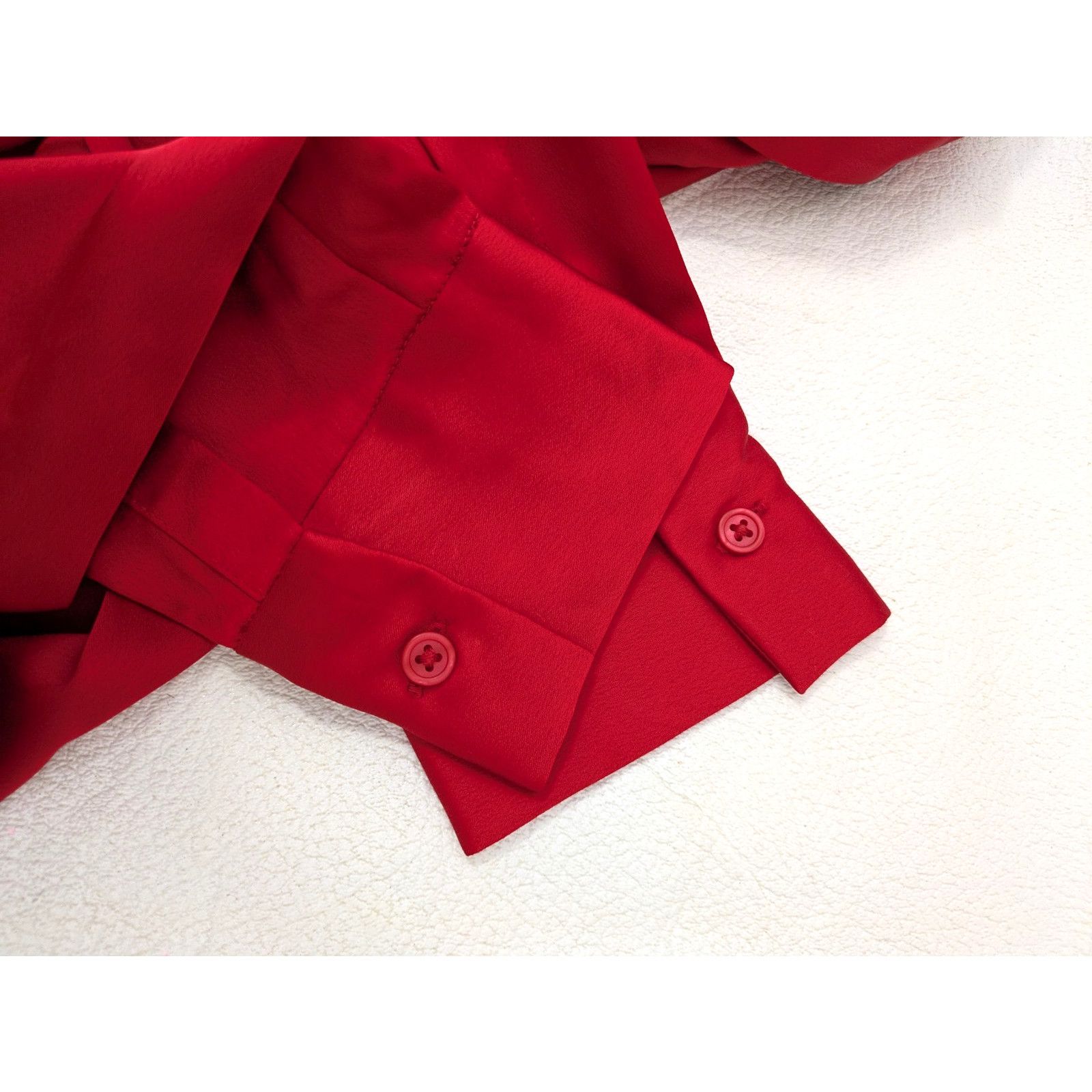 Target Basics Women's Long Sleeve Satin Button Down Shirt Red Medium Size M / US 6-8 / IT 42-44 - 5 Thumbnail