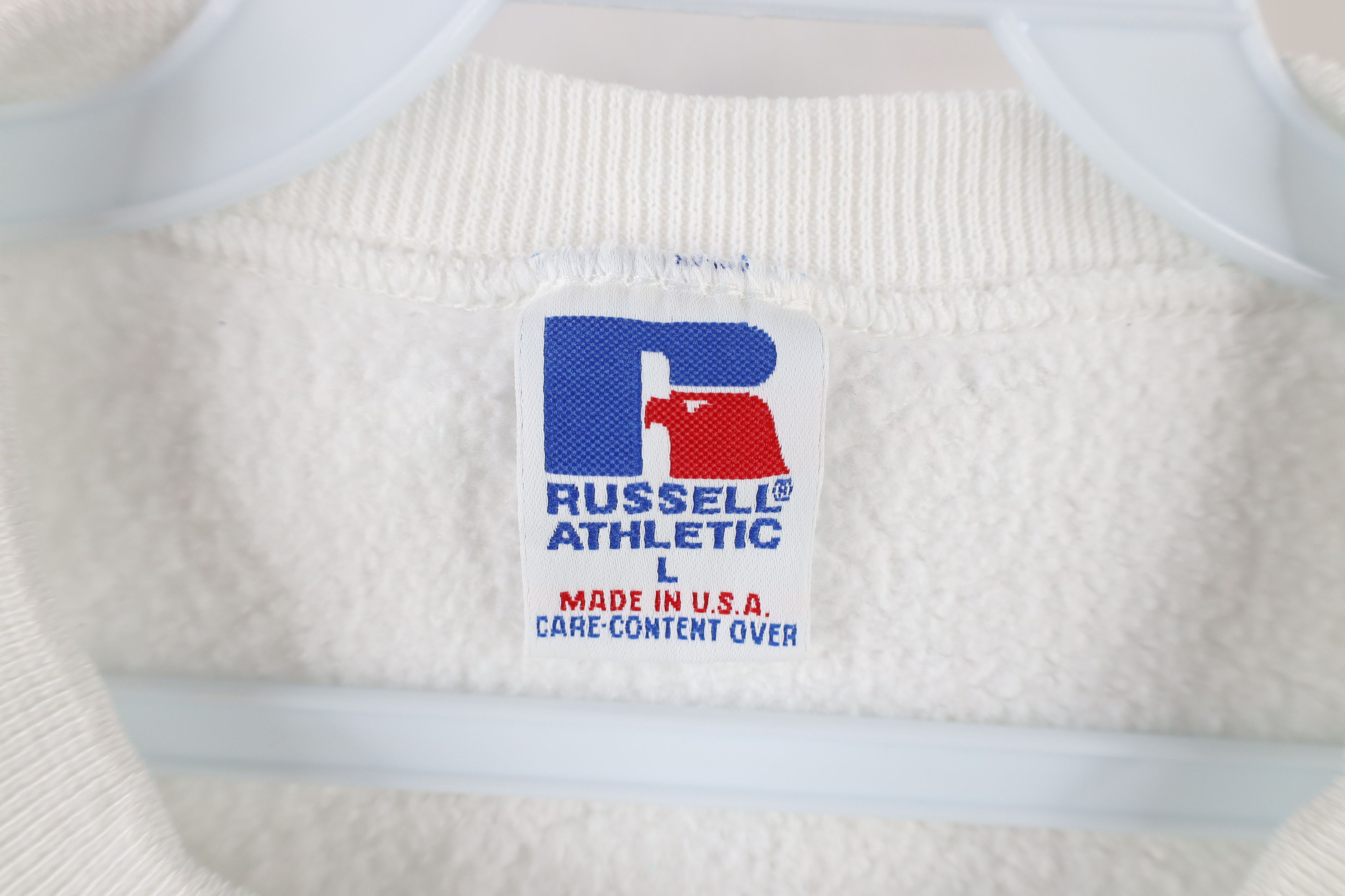 Russell Athletic × Vintage Vintage 90s Russell Athletic Crewneck Sweatshirt White USA Size ONE SIZE - 8 Thumbnail