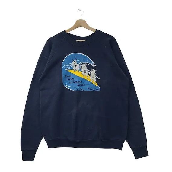 Vintage Vtg 80’ NWC NORTHWEST WYOMING College Sheep Surf Sweatshirt Size US M / EU 48-50 / 2 - 1 Thumbnail