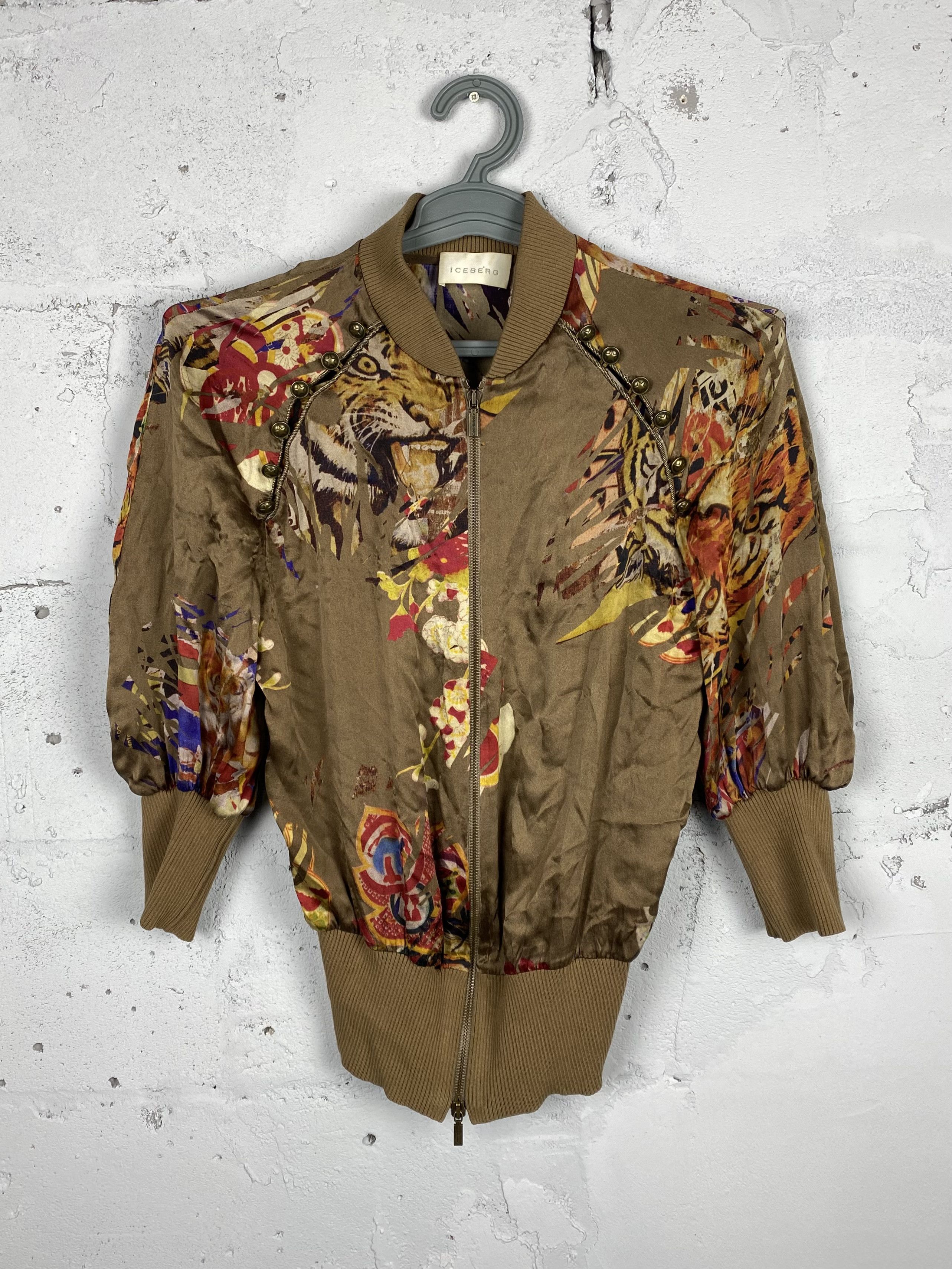 Iceberg Vintage Runway Silk Printed Iceberg Blazer Light Jacket Size XS / US 0-2 / IT 36-38 - 1 Thumbnail