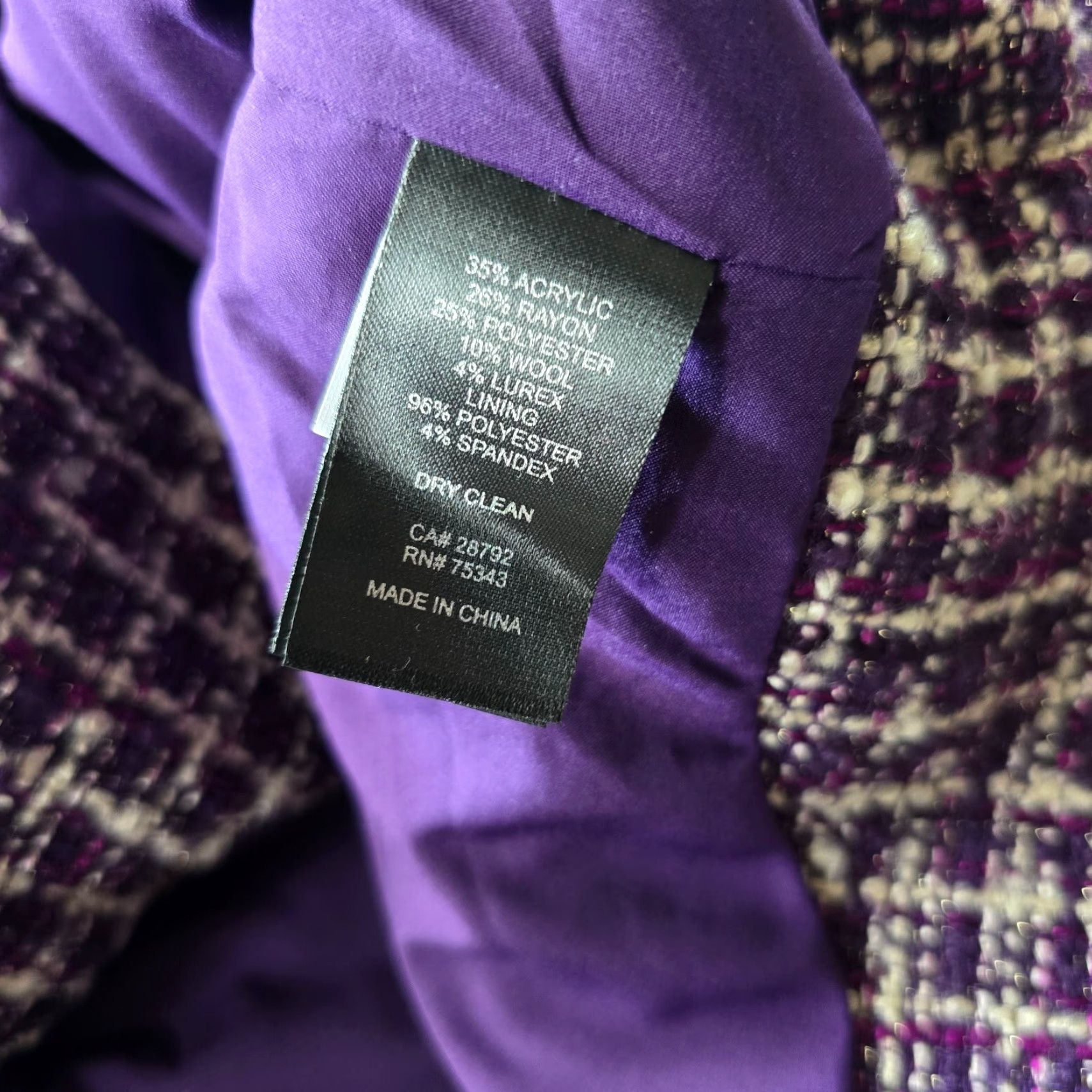 House of Harlow VINTAGE House Of Harlow Jacket Womens Size Medium Purple Tweed Capsule Career Academia Size M / US 6-8 / IT 42-44 - 7 Thumbnail