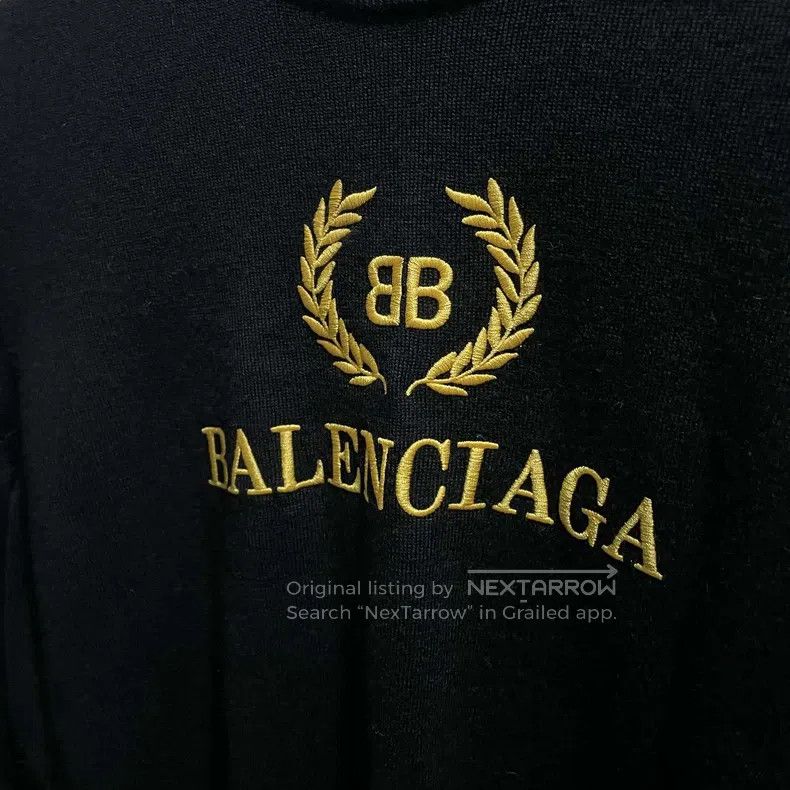 Balenciaga Balenciaga Black and yellow double B wheat pattern knit sw Size S / US 4 / IT 40 - 5 Thumbnail