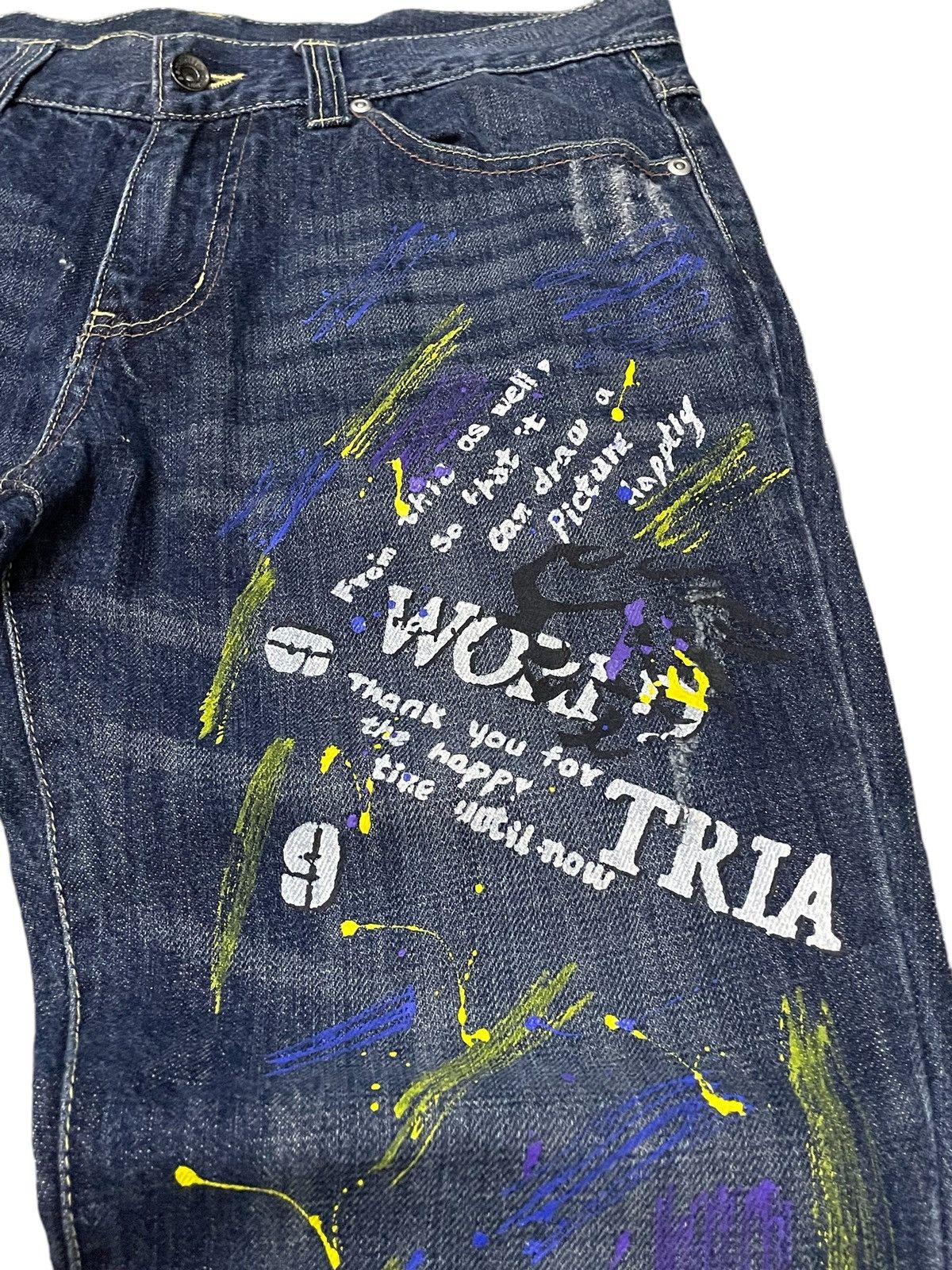 Japanese Brand × PPFM × semanticdesign Semantic Design Poems Paint splatter Flared Denim Pants Size US 31 - 13 Thumbnail