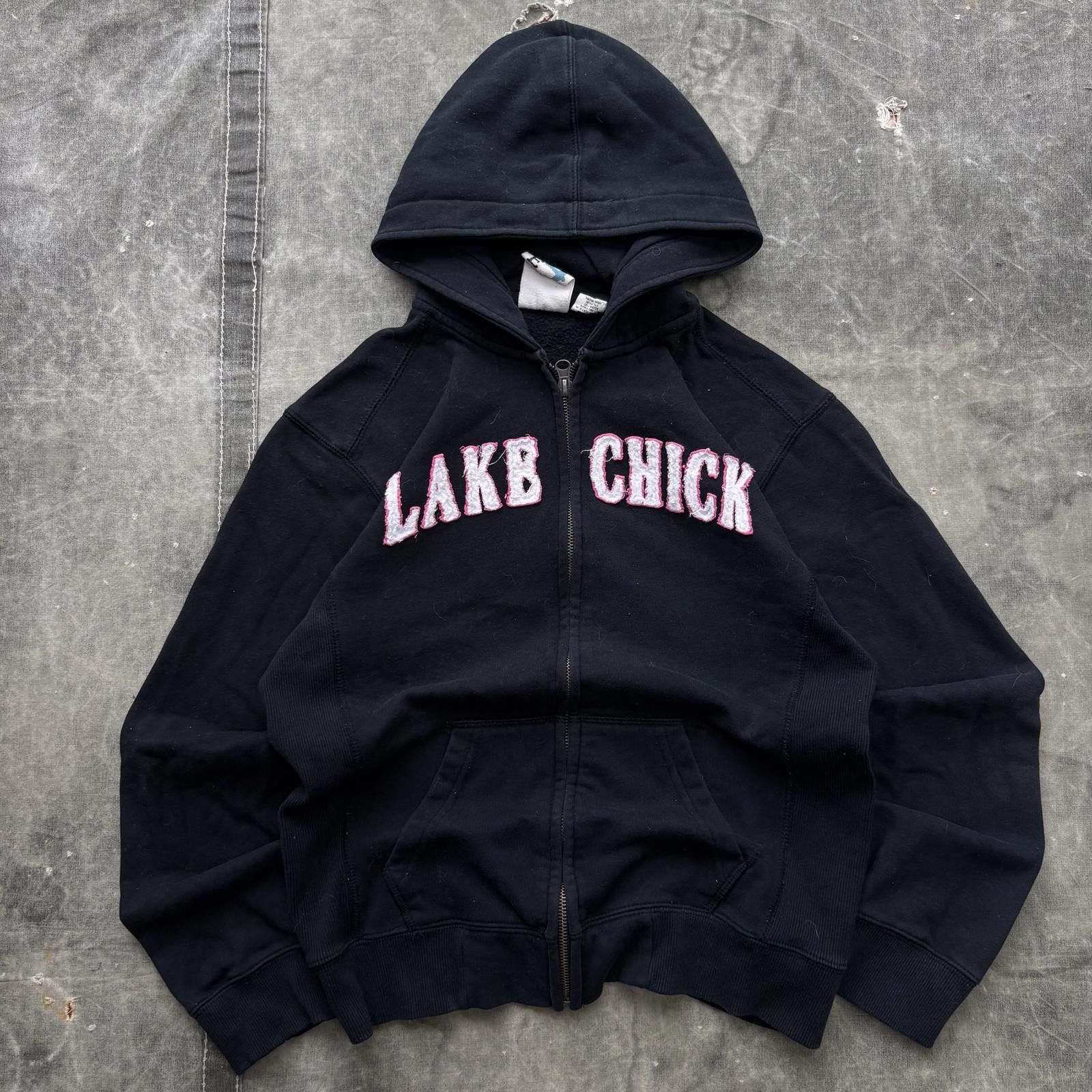 Vintage Vintage Y2K Lake Chick Grunge Embroidered Full Zip Hoodie Size S / US 4 / IT 40 - 1 Thumbnail