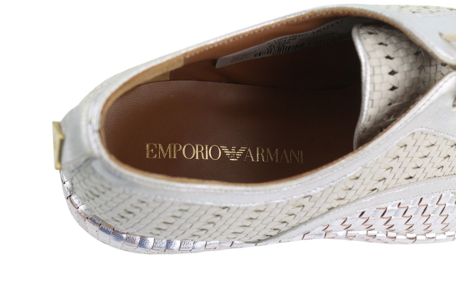 Emporio Armani X3C140 EU37 Shiny Silver Braded 84797 Size US 6 / IT 36 - 8 Thumbnail