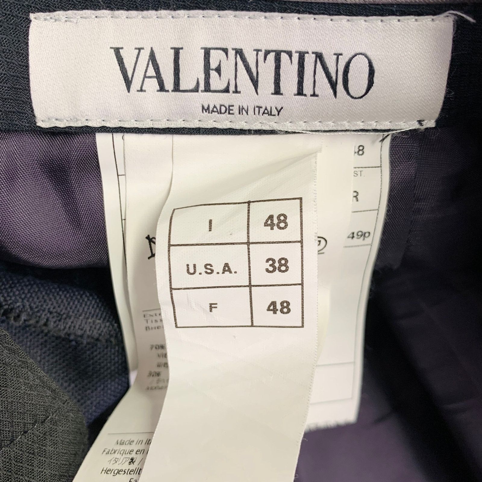 Valentino Navy Wool Mohair Velvet Stripe Pleated Button Fly Pants Size US 32 / EU 48 - 3 Thumbnail