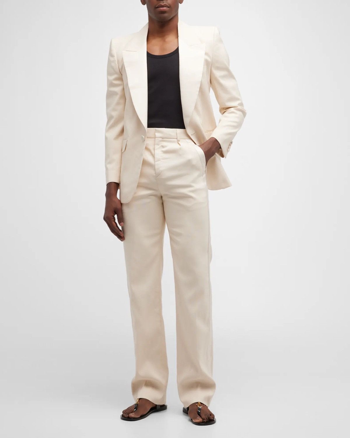 Saint Laurent Paris 🔥$3.1K VALUE🔥 Straight Leg Silk Tuxedo Pants Size 52R - 3 Thumbnail