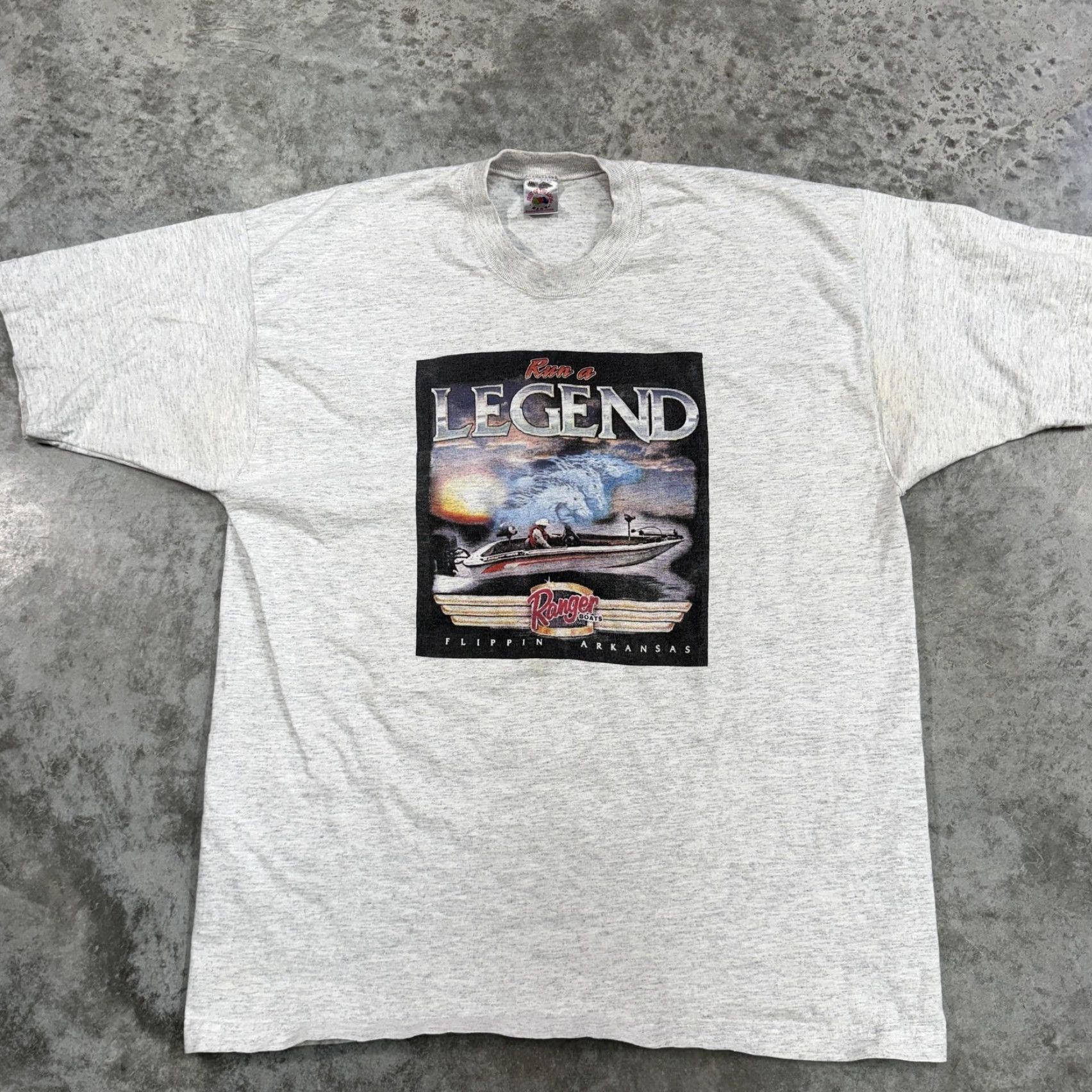 Fruit Of The Loom Vintage Ranger Boats Shirt Mens 2XL Gray Run A Legend Flippin Arkansas 90s Tee Size US XXL / EU 58 / 5 - 2 Thumbnail