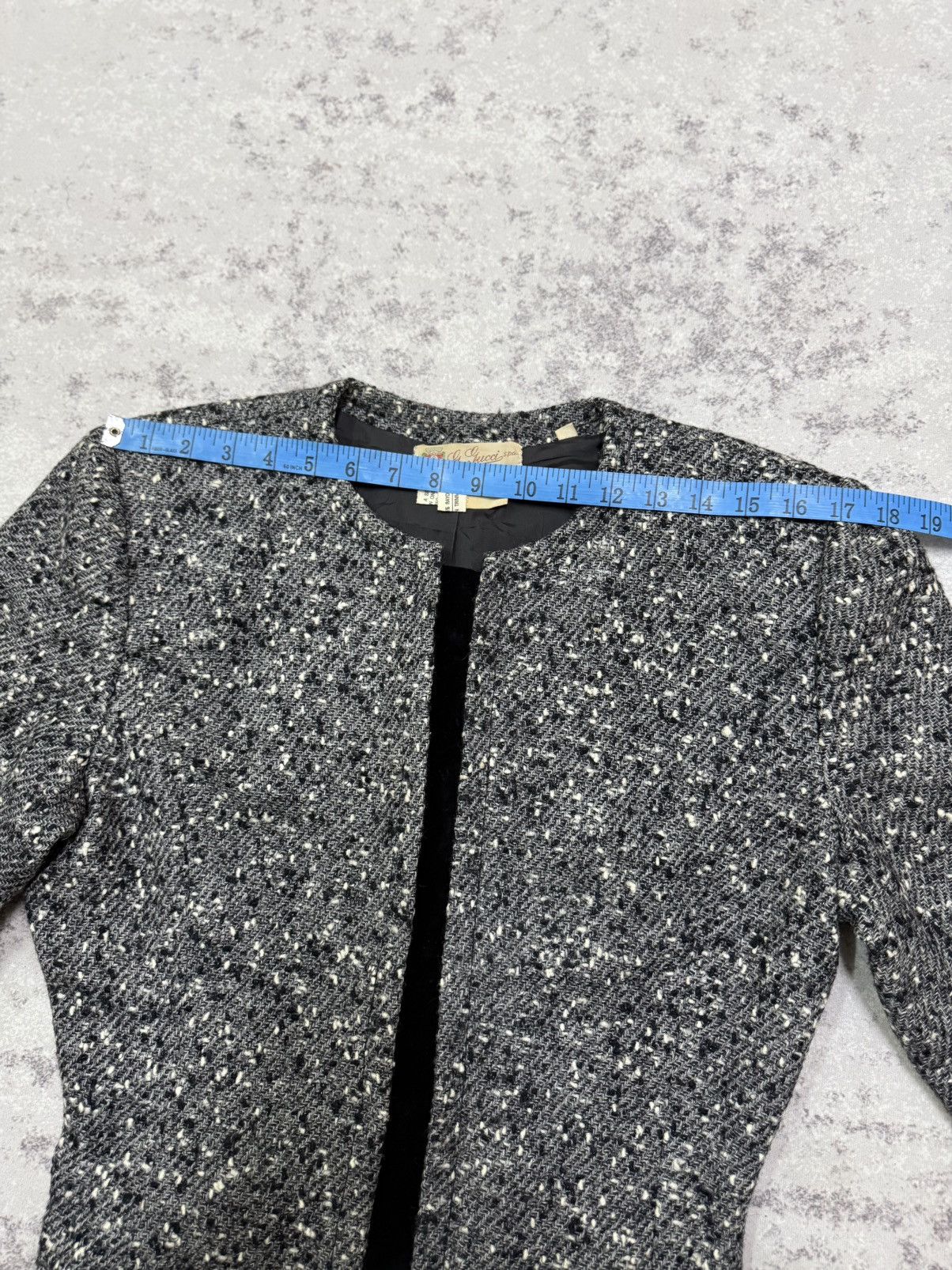 Gucci Vintage Gucci Sparkling Grey Tweed Cropped Jacket Button Up Size S / US 4 / IT 40 - 19 Thumbnail