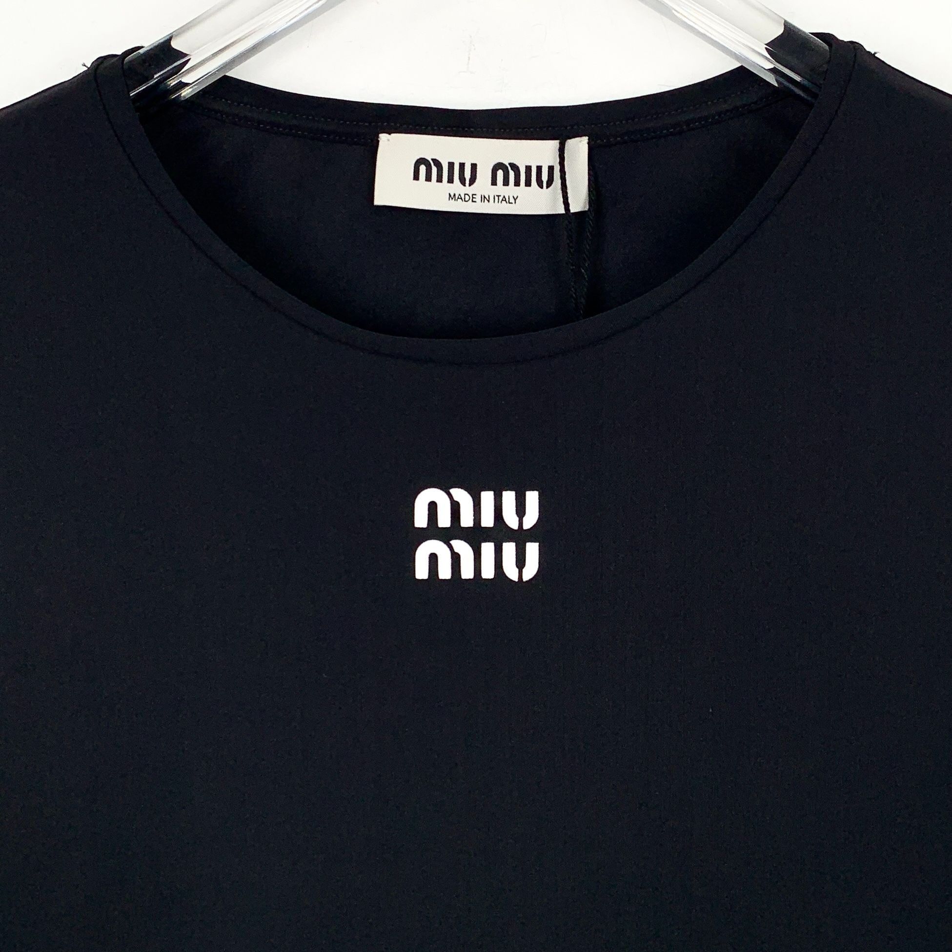 Miu Miu MiuMiu Black Logo Letter Print Crewneck Short Sleeve Dress ( Size XS / US 0-2 / IT 36-38 - 6 Thumbnail
