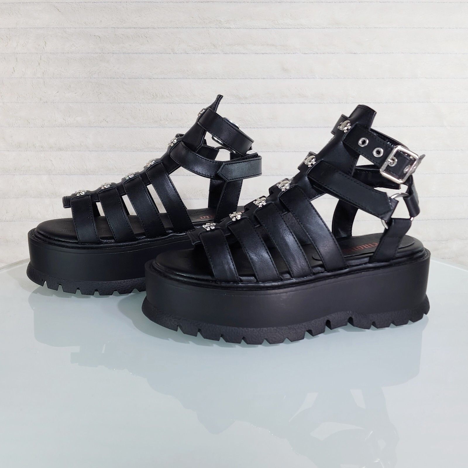 Other Slacker 2" Platform Gothic Sandals with Skull & Cross-Bone S Size US 6 / IT 36 - 2 Thumbnail