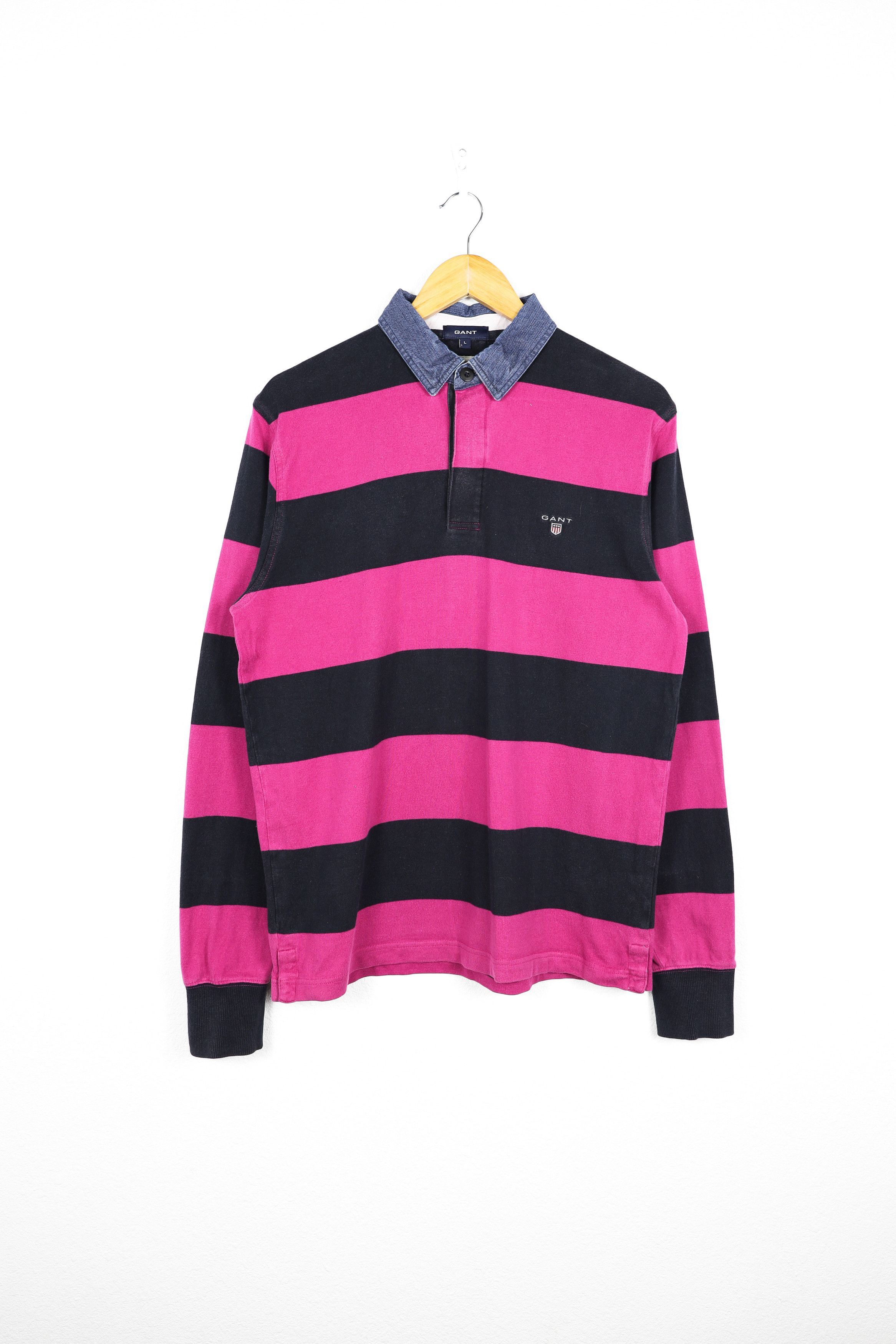 Vintage Gant Logo Striped Preppy Rugby Polo Shirt