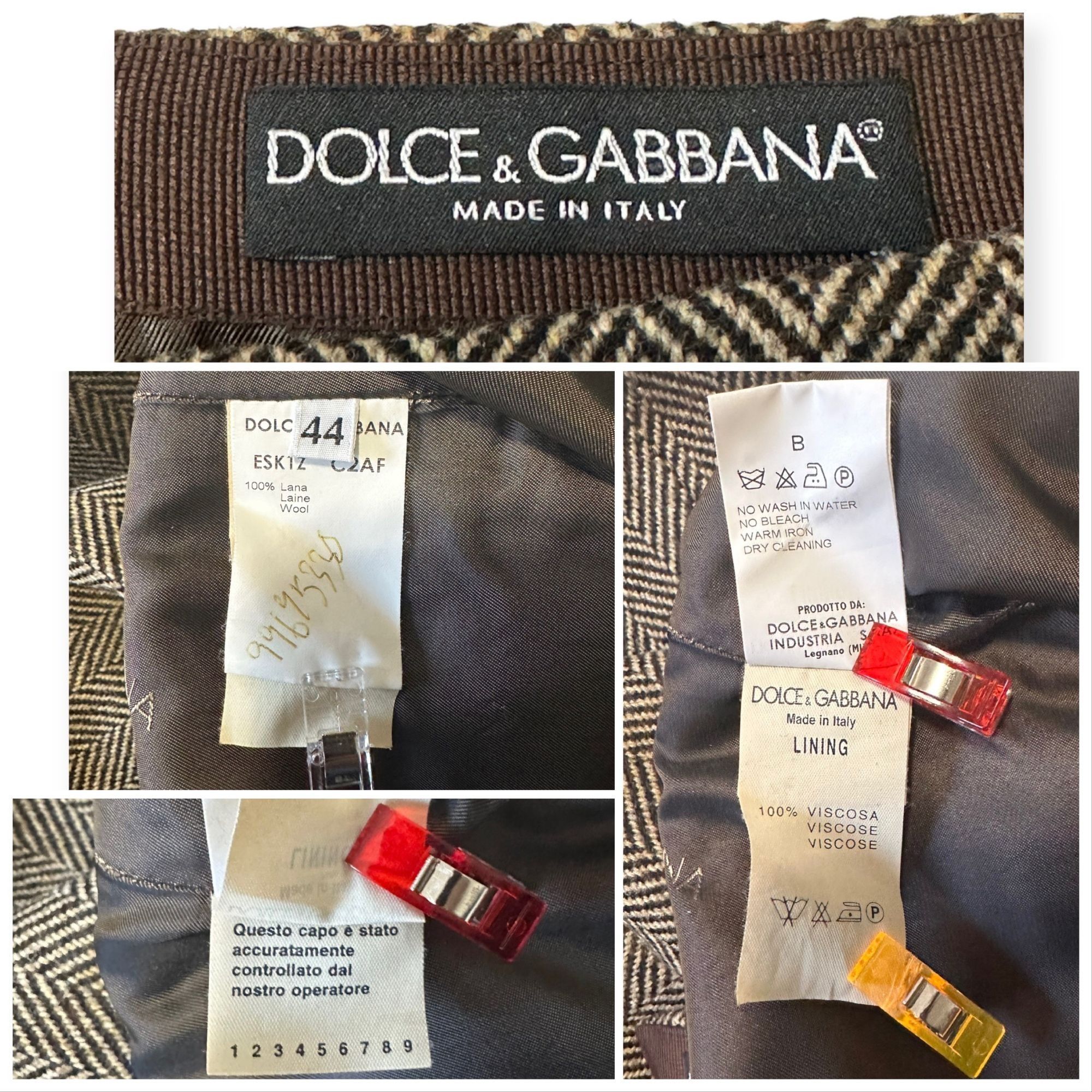 Dolce & Gabbana Dolce & Gabbana Brown Herringbone Wool Pencil Skirt, Size 44 Size 30" / US 8 / IT 44 - 8 Thumbnail