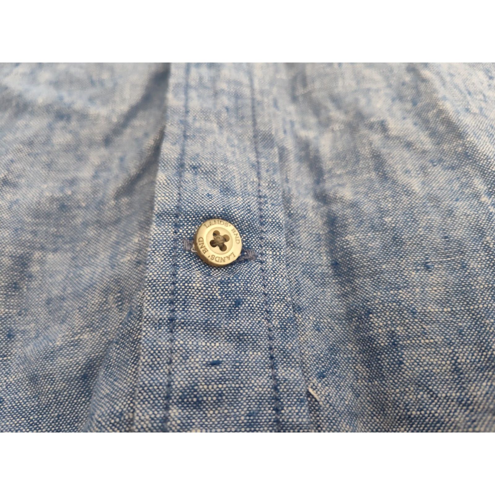 Lands' End VINTAGE Lands' End Men's Linen Shirt Short Sleeve Casual Spring Summer Blue Size L Size US L / EU 52-54 / 3 - 3 Thumbnail