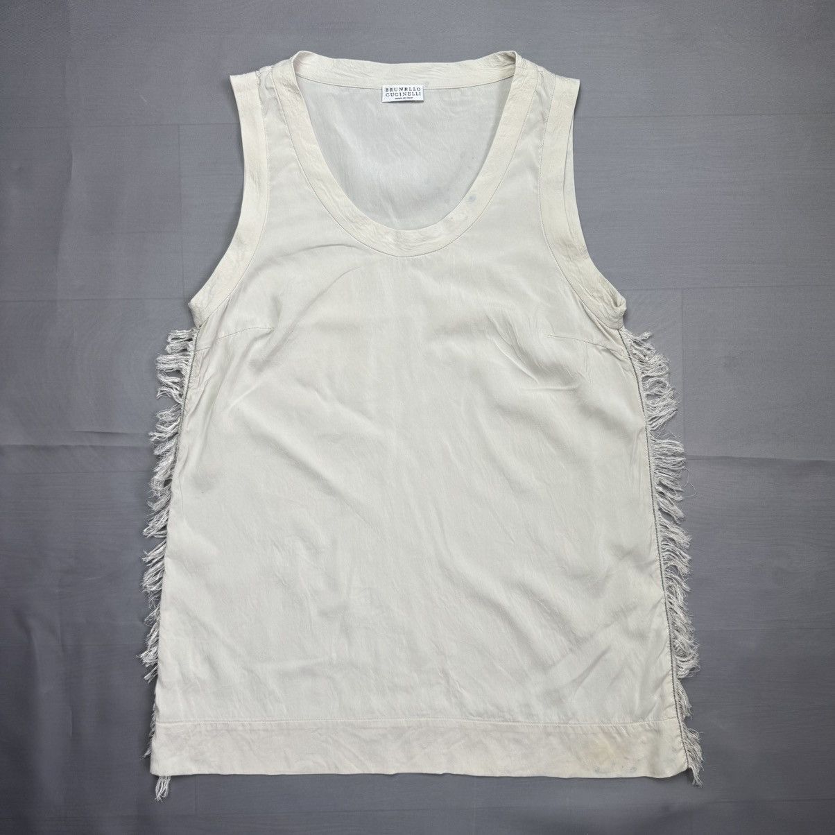 Brunello Cucinelli Brunello Cucinelli Fringe Tank Top Shirt Cream Made In Italy Size S / US 4 / IT 40 - 1 Thumbnail