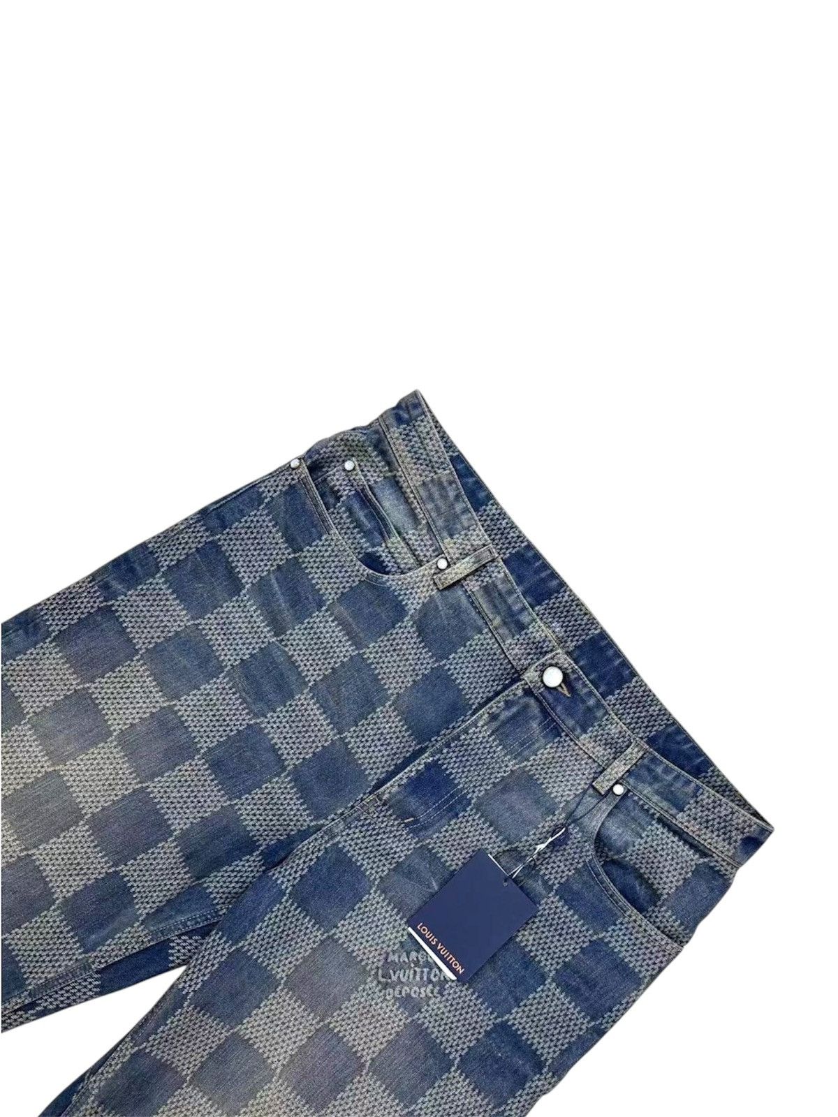 Louis Vuitton Louis Vuitton 33 Damier Denim Skate Pants Dark Blue Size US 33 - 3 Thumbnail