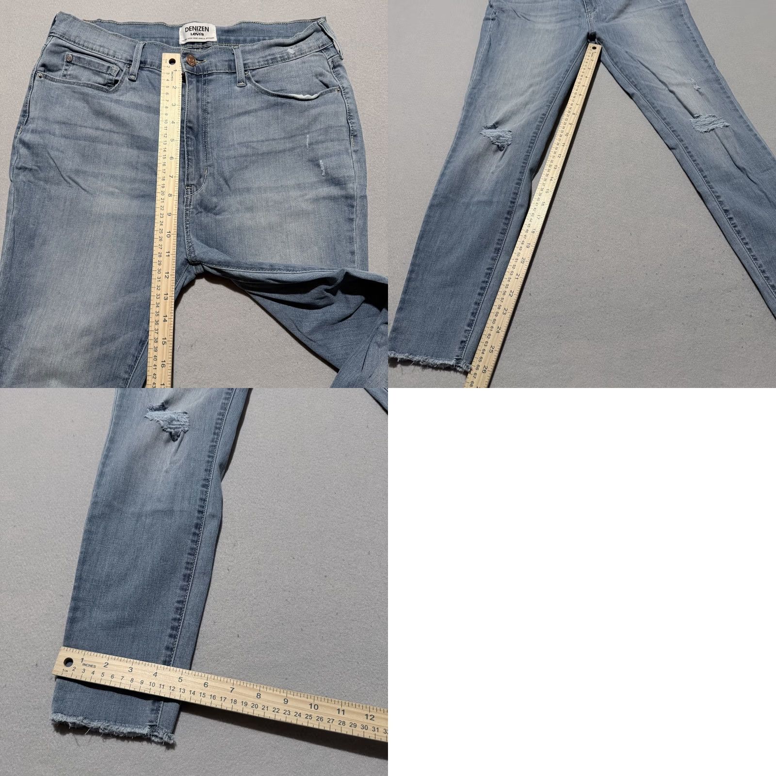Levi's Denizen by Levi's Ultra High Rise Ankle Jegging Jeans Distressed Frayed - 15 Blue Women Jeans" Size 36" / US 14 / IT 50 - 9 Thumbnail