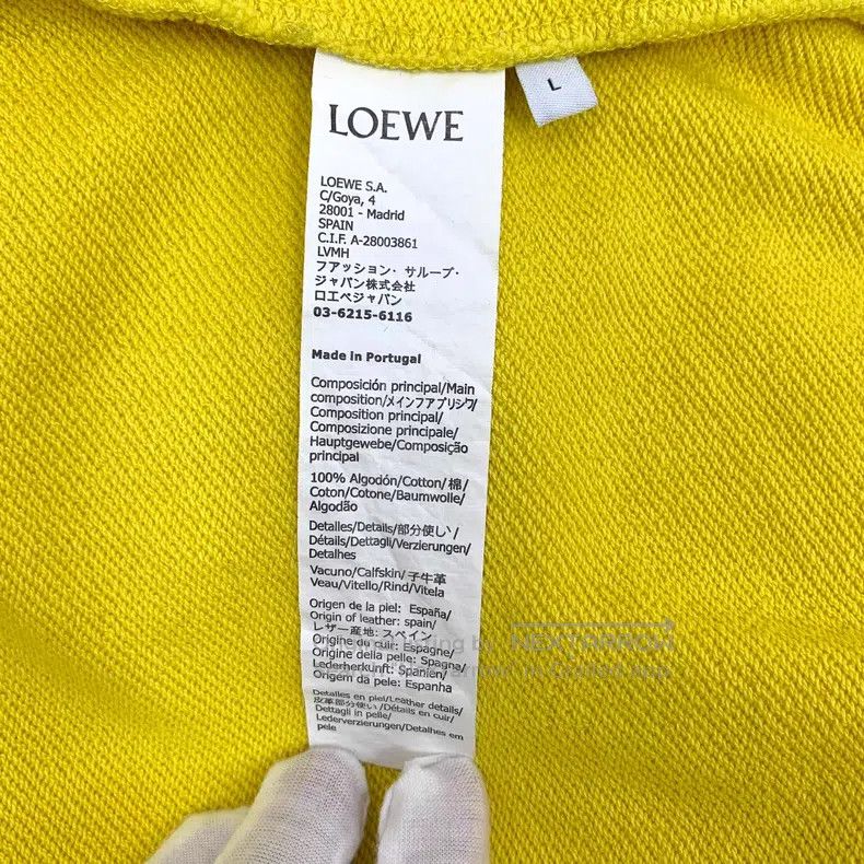 Loewe Loewe Yellow logo leather brand embossed cotton hooded dra Size L / US 10 / IT 46 - 7 Thumbnail