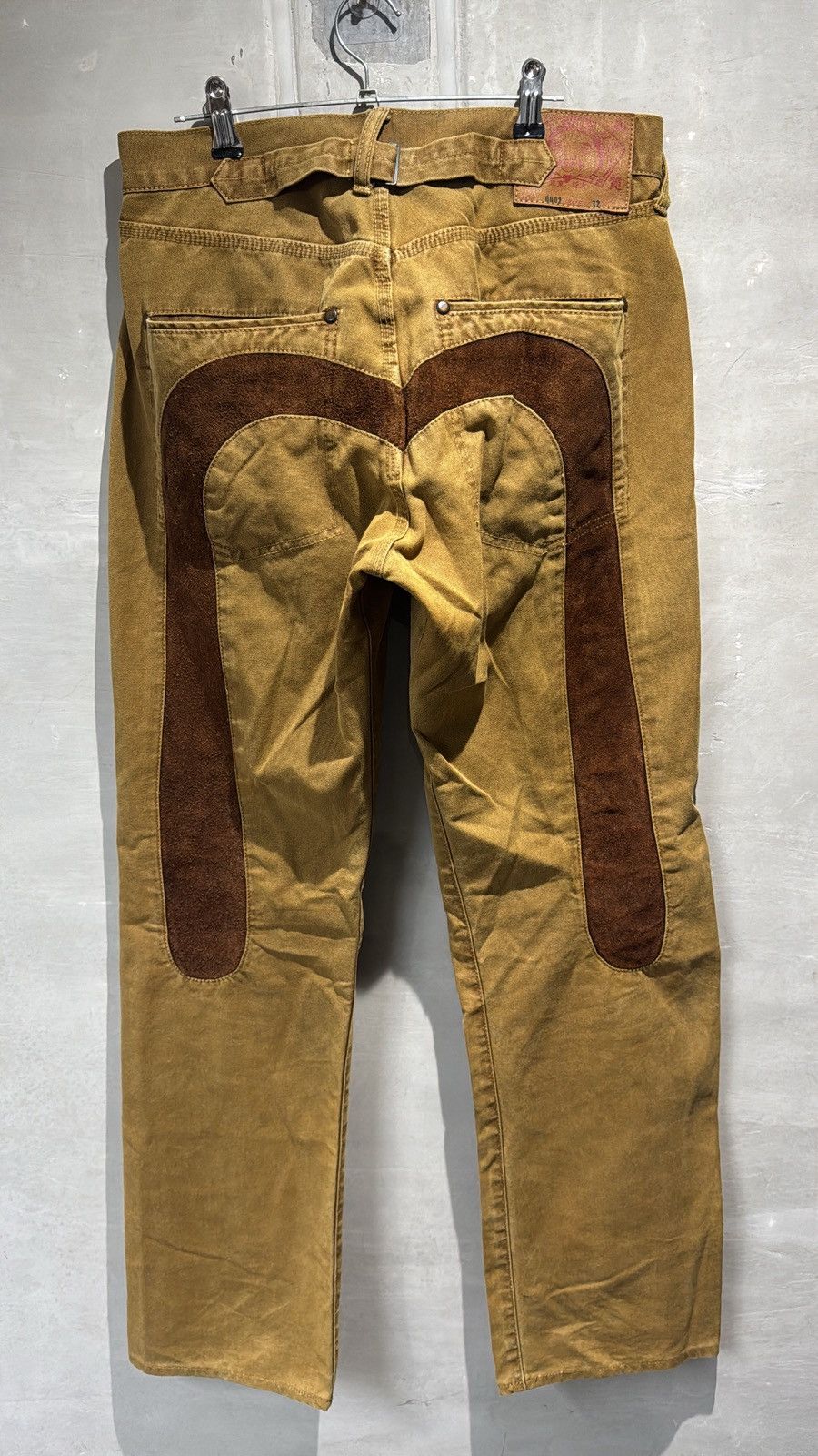 Evisu Rare EVISU Yamane Deluxe Canvas Pants Suede Leather Daicock Size US 32 / EU 48 - 18 Thumbnail