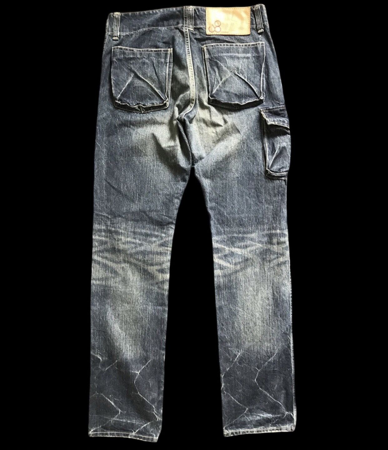 Japanese Brand CP243 Johnbull Distressed Half Cargo Jeans Size US 30 / EU 46 - 2 Thumbnail