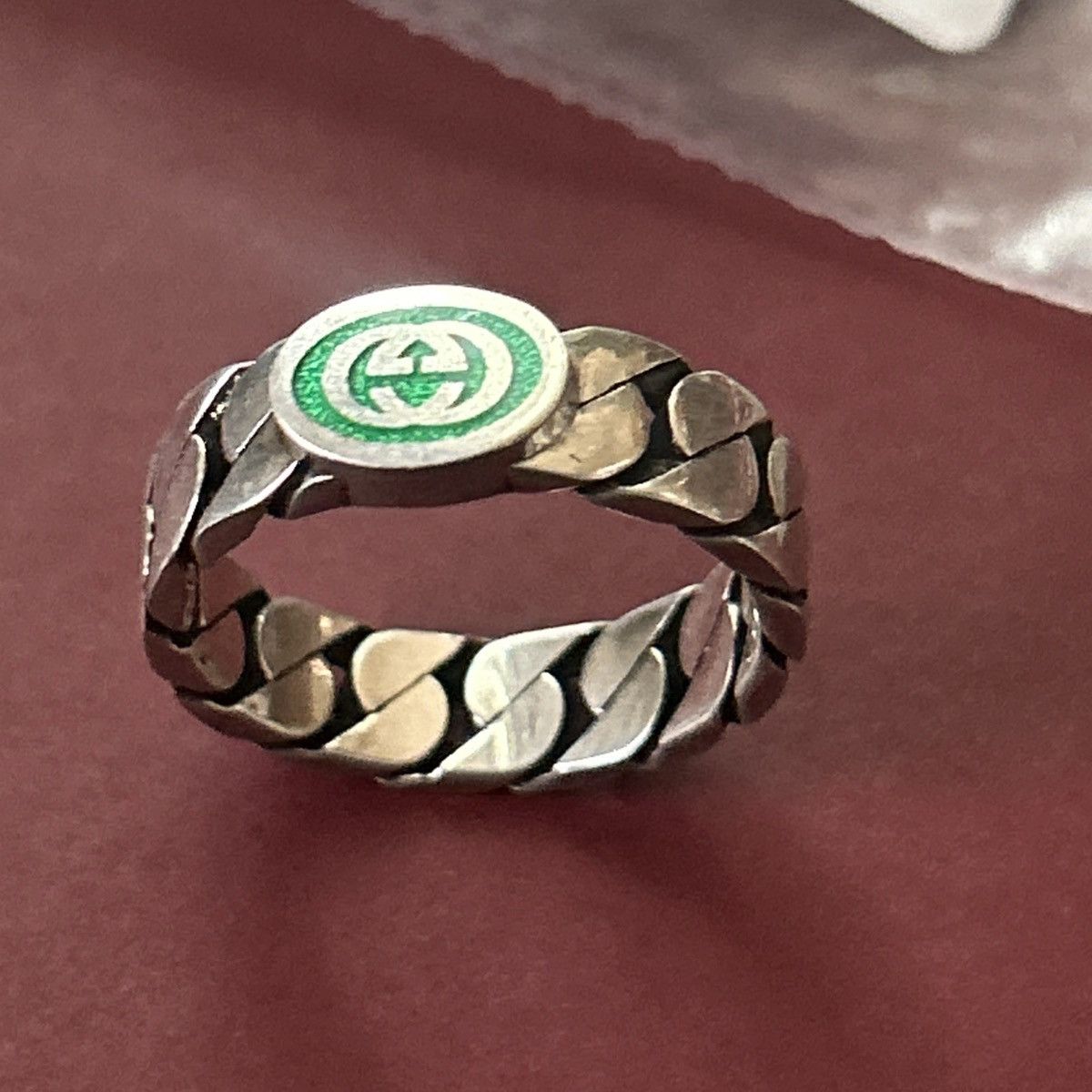 Gucci Gucci Sterling Silver Interlocking Curb Chain Ring Ag 925 Size ONE SIZE - 3 Thumbnail
