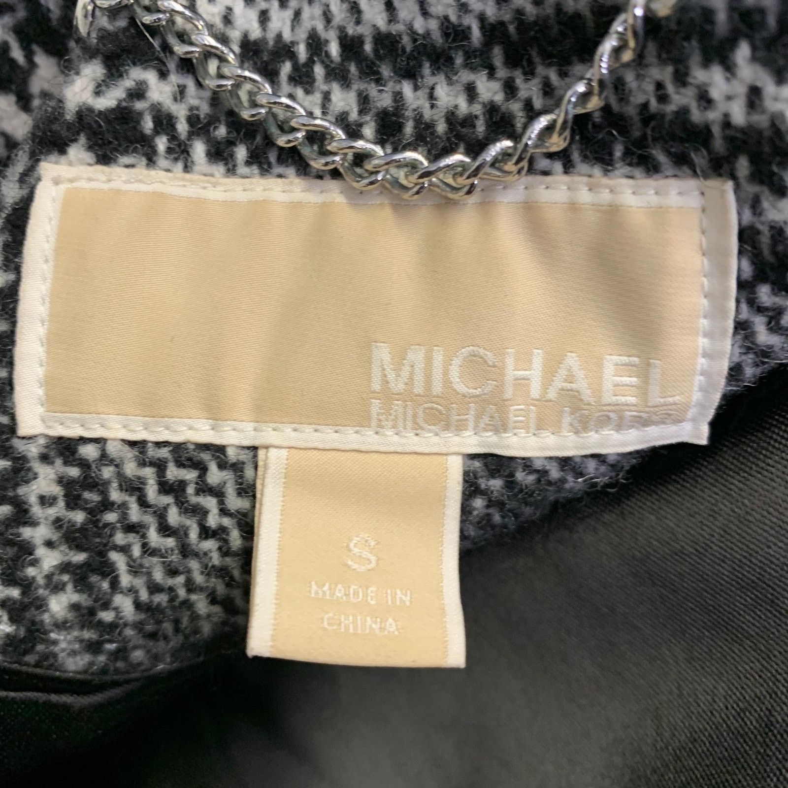 Michael Kors Size S Black White Wool Blend Plaid Double Breasted Coat Size S / US 4 / IT 40 - 9 Thumbnail